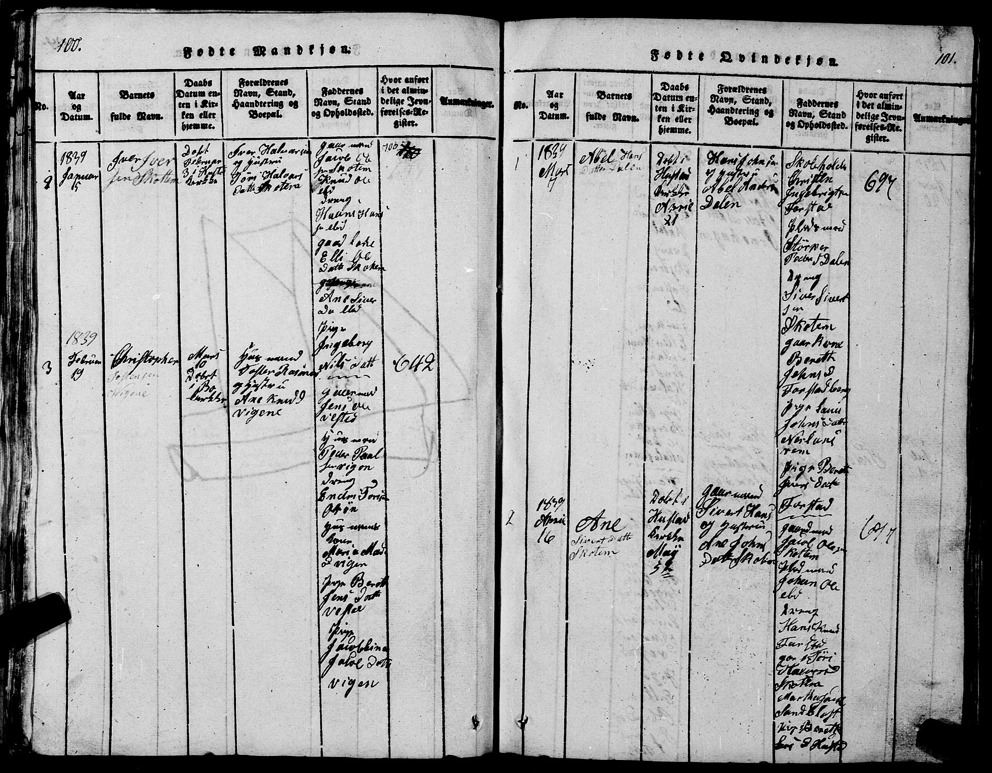 Ministerialprotokoller, klokkerbøker og fødselsregistre - Møre og Romsdal, SAT/A-1454/567/L0781: Klokkerbok nr. 567C01, 1818-1845, s. 100-101