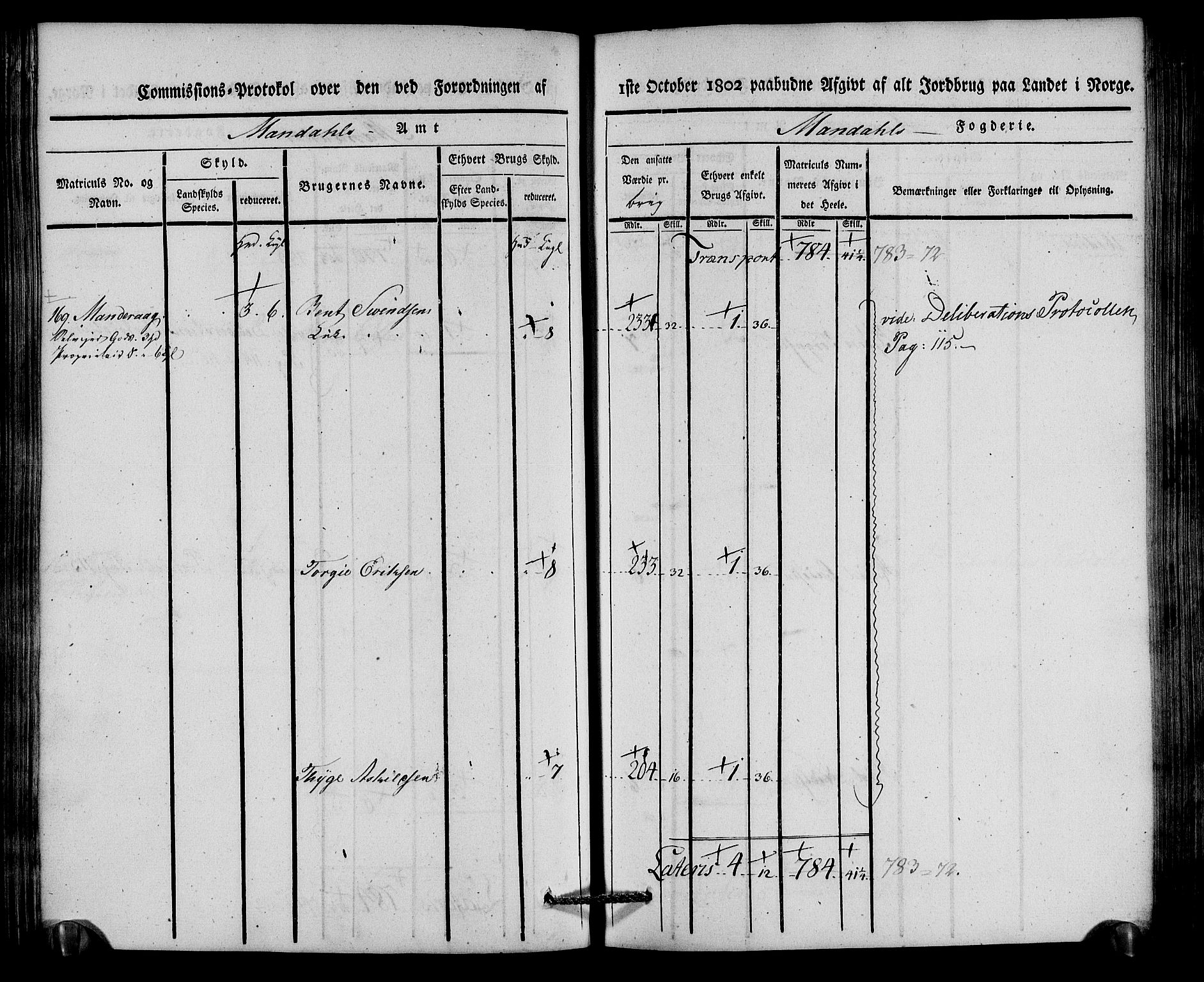 Rentekammeret inntil 1814, Realistisk ordnet avdeling, AV/RA-EA-4070/N/Ne/Nea/L0087: Mandal fogderi. Kommisjonsprotokoll "Nr. 1", for Holum, Halse, Harkmark, Øyslebø, Laudal og Finsland sogn, 1803, s. 164