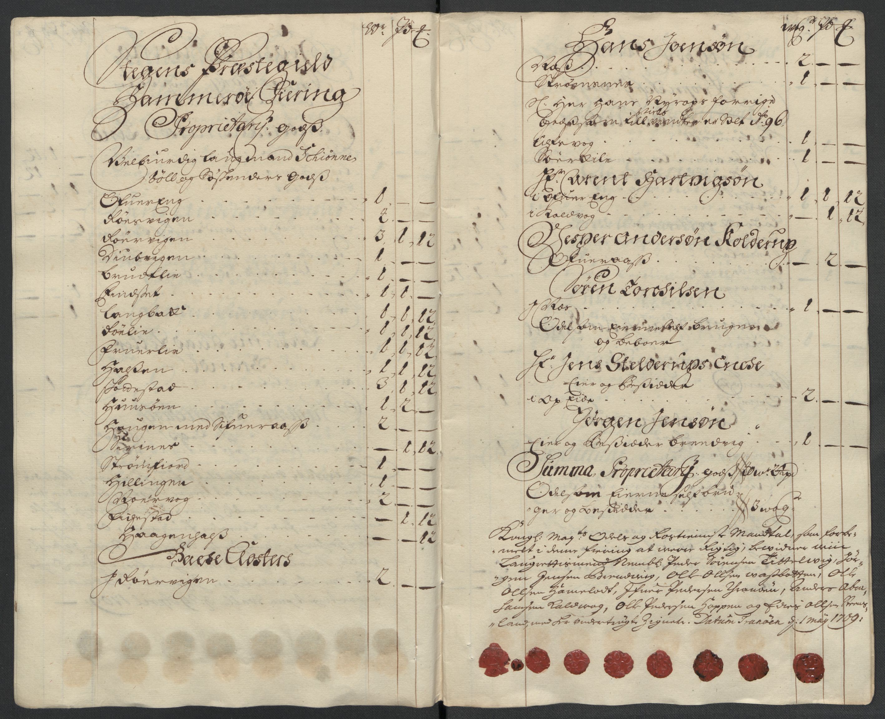 Rentekammeret inntil 1814, Reviderte regnskaper, Fogderegnskap, AV/RA-EA-4092/R66/L4581: Fogderegnskap Salten, 1707-1710, s. 352