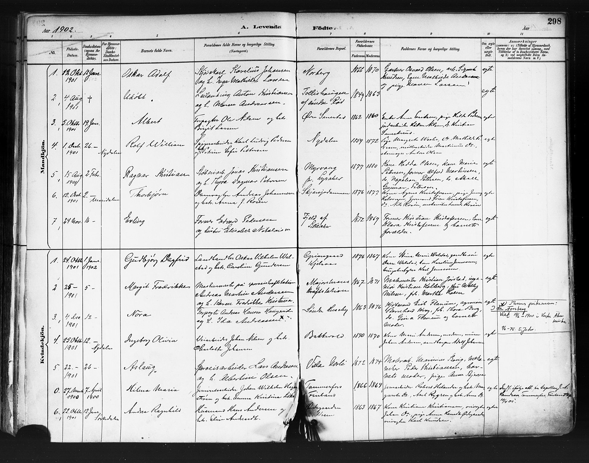 Vestre Aker prestekontor Kirkebøker, AV/SAO-A-10025/F/Fa/L0010: Ministerialbok nr. 10, 1886-1903, s. 298
