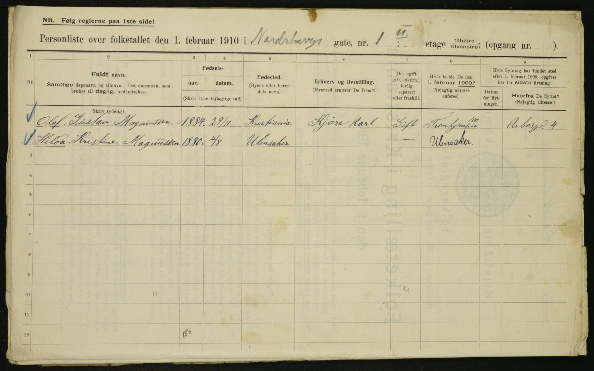 OBA, Kommunal folketelling 1.2.1910 for Kristiania, 1910, s. 69981