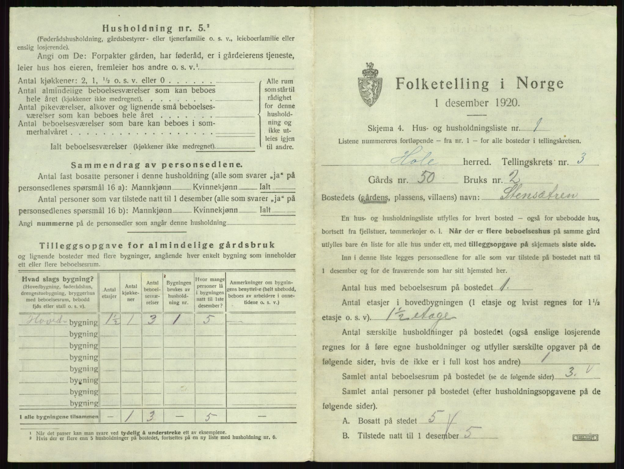 SAKO, Folketelling 1920 for 0612 Hole herred, 1920, s. 367