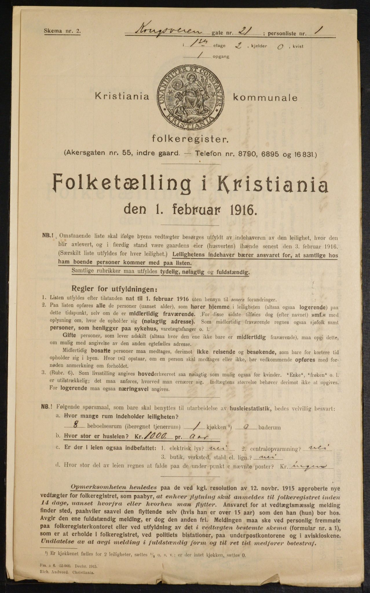 OBA, Kommunal folketelling 1.2.1916 for Kristiania, 1916, s. 54108