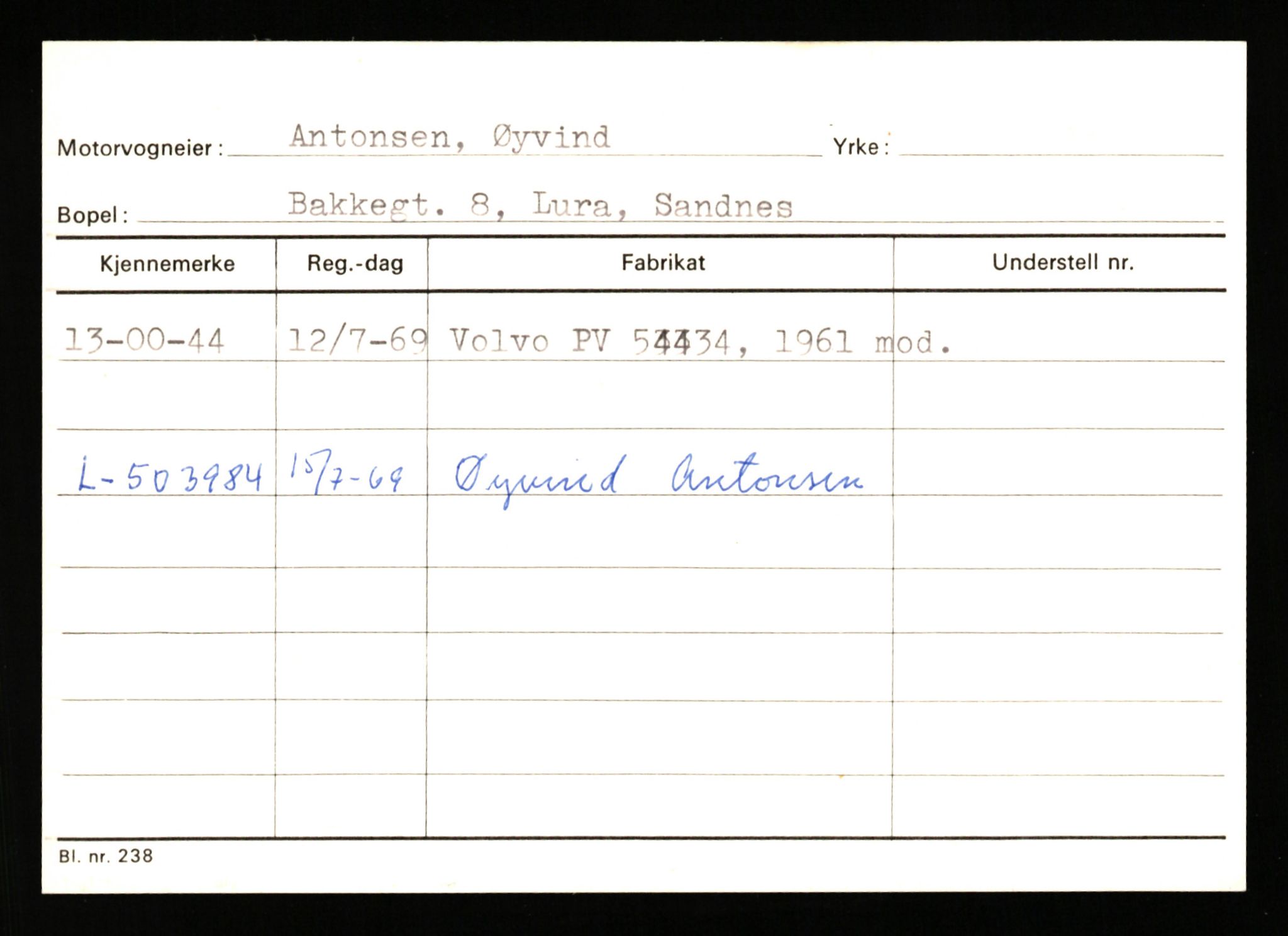 Stavanger trafikkstasjon, SAST/A-101942/0/G/L0010: Registreringsnummer: 130000 - 239953, 1930-1971, s. 1