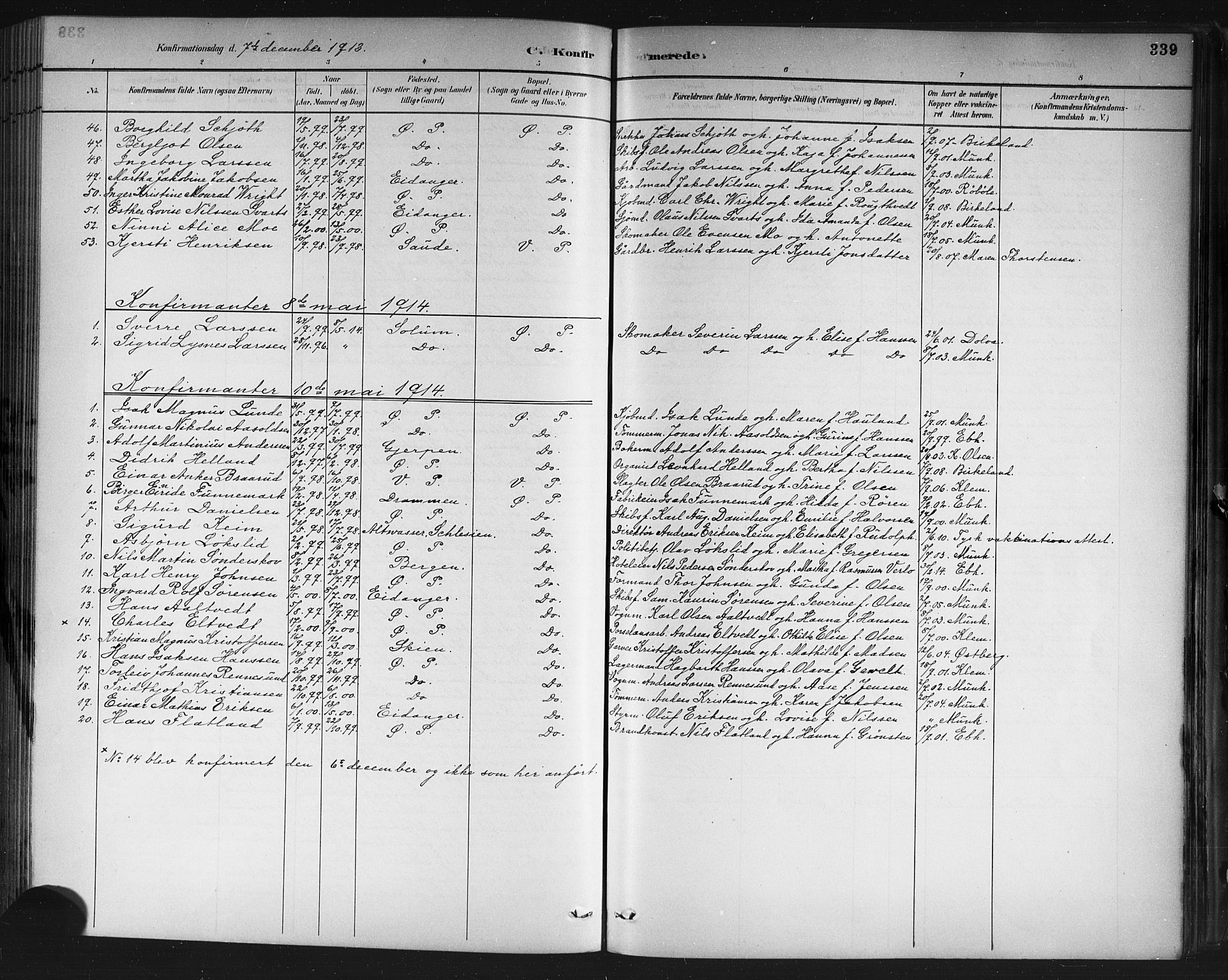 Porsgrunn kirkebøker , AV/SAKO-A-104/G/Gb/L0005: Klokkerbok nr. II 5, 1883-1915, s. 339