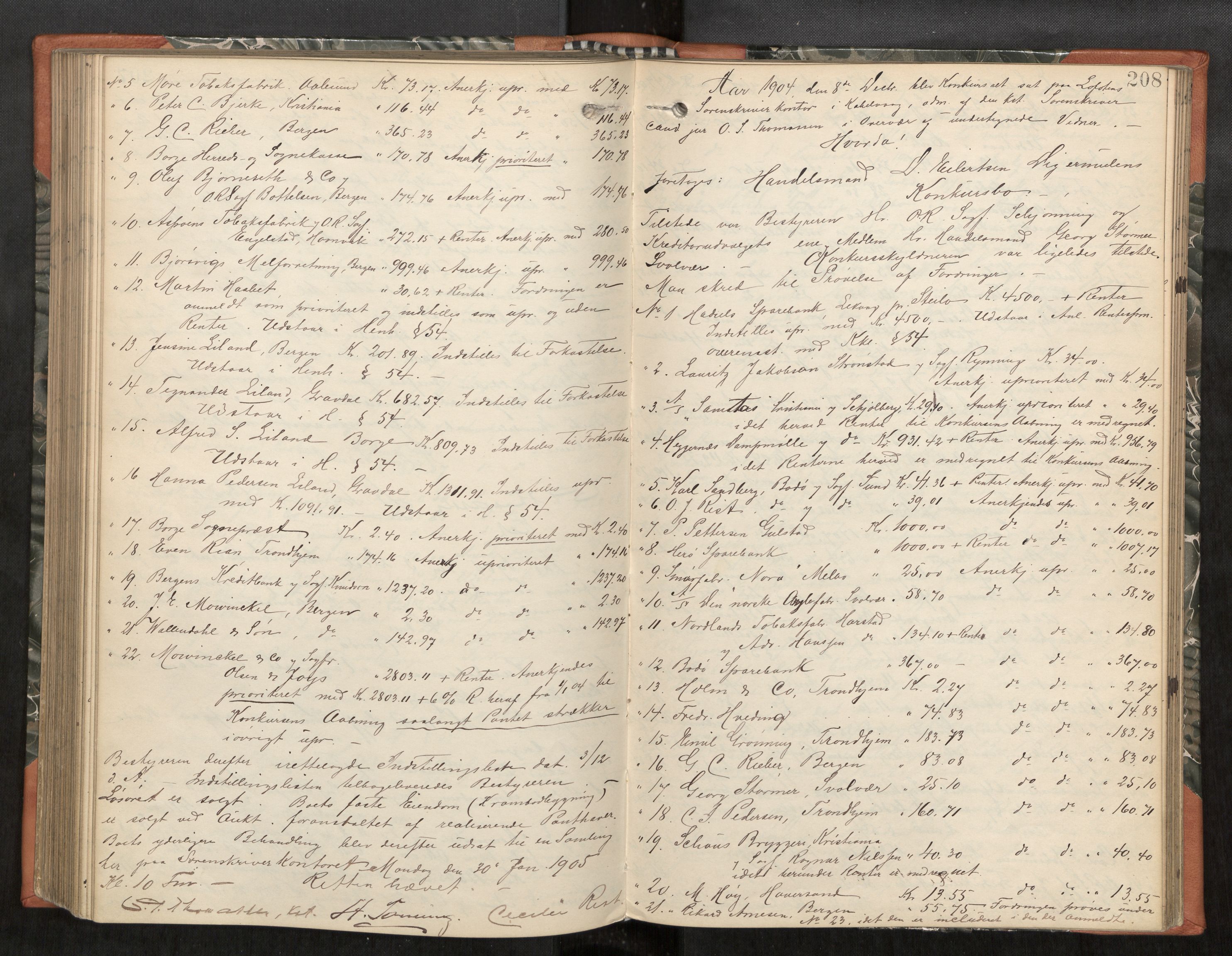 Lofoten sorenskriveri, AV/SAT-A-0017/1/3/3B/L0005: Skifteforhandlings-protokoll, 1901-1905, s. 208