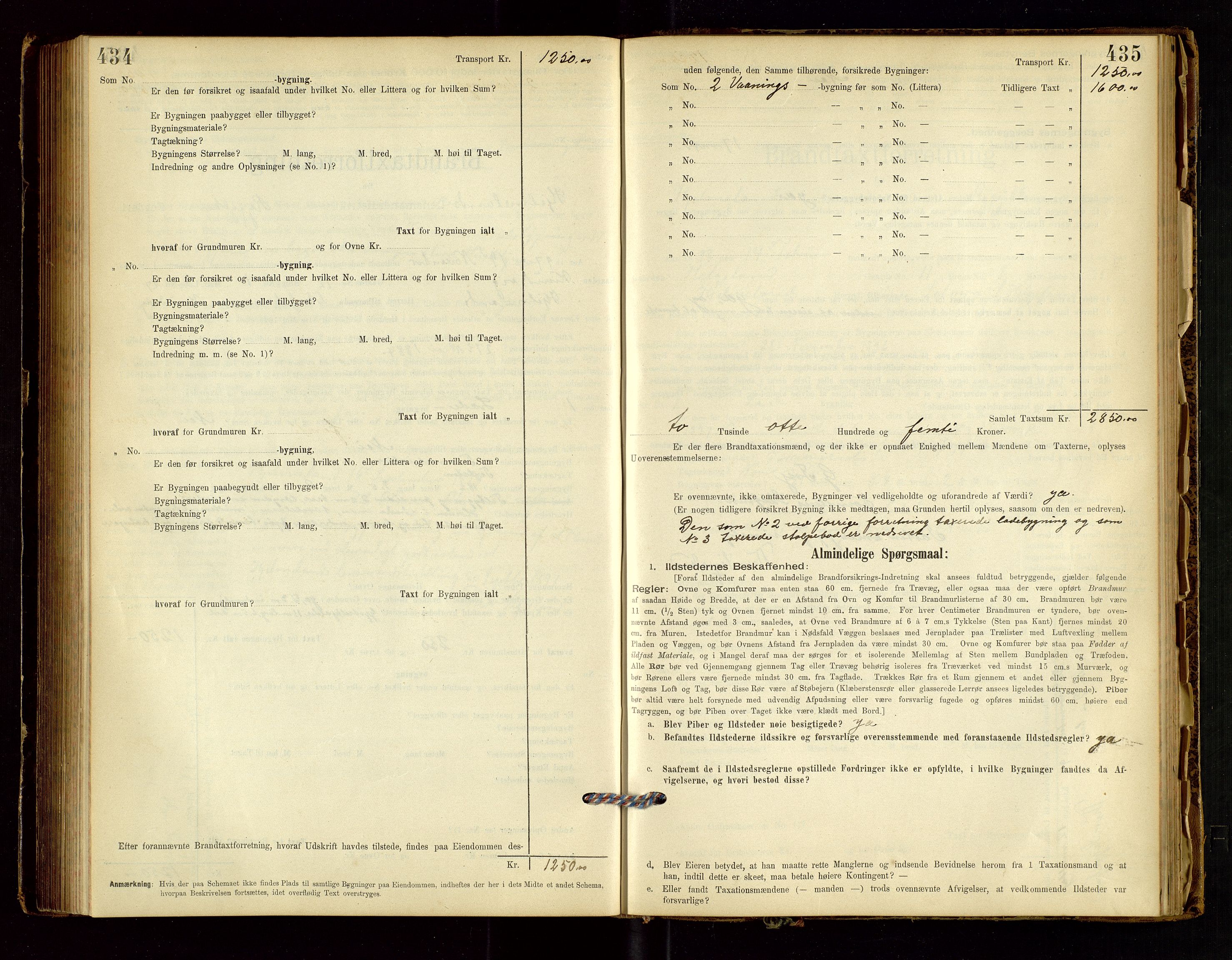 Hjelmeland lensmannskontor, AV/SAST-A-100439/Gob/L0001: "Brandtaxationsprotokol", 1895-1932, s. 434-435