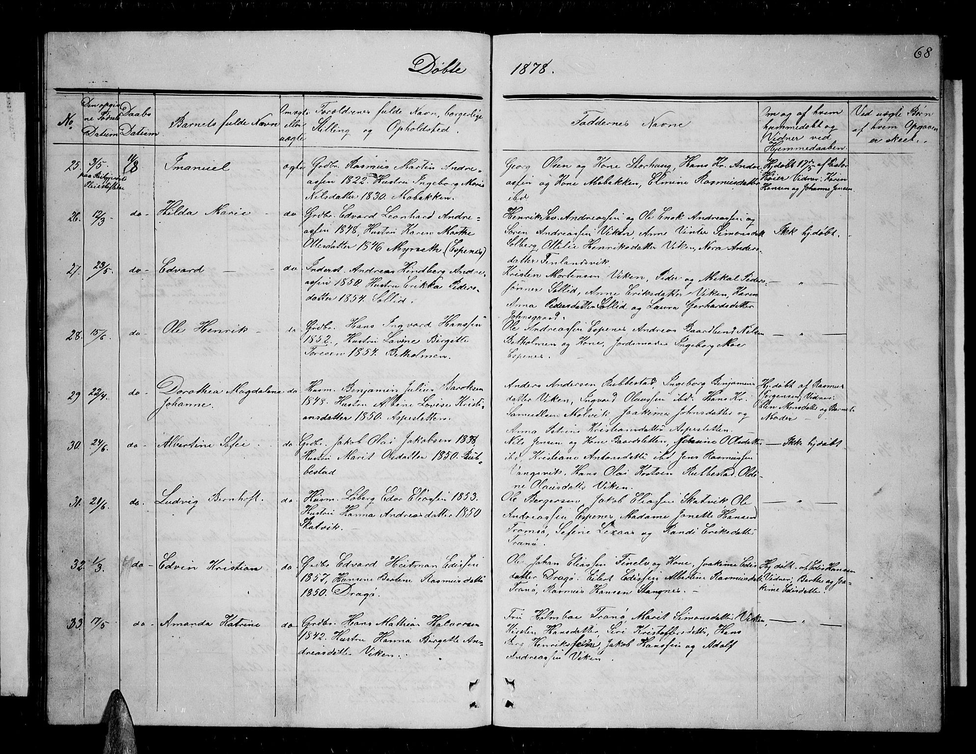 Tranøy sokneprestkontor, AV/SATØ-S-1313/I/Ia/Iab/L0003klokker: Klokkerbok nr. 3, 1861-1887, s. 68