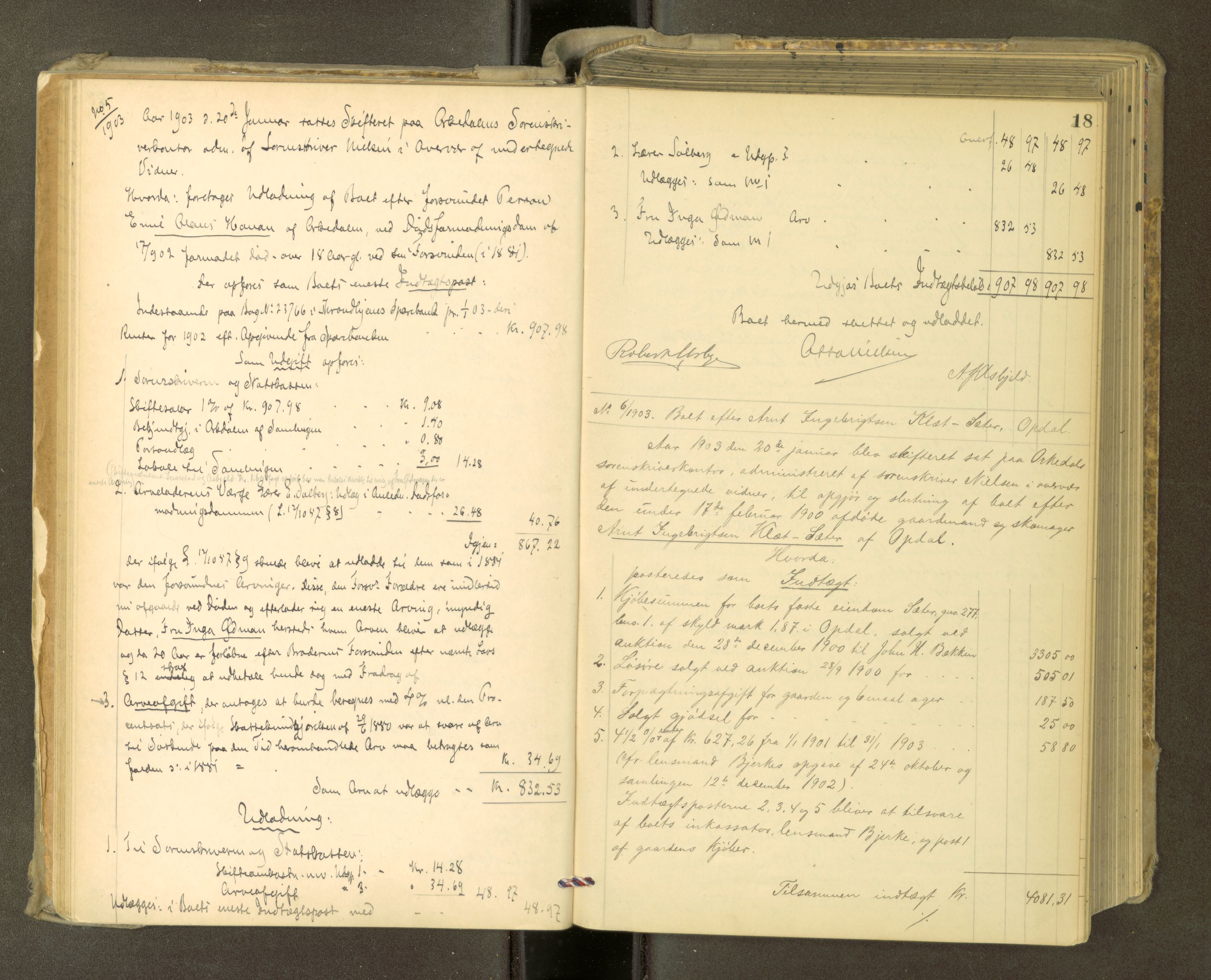 Orkdal sorenskriveri, AV/SAT-A-4169/1/3/3Aa/L0015: Skifteprotokoller, 1902-1915, s. 17b-18a