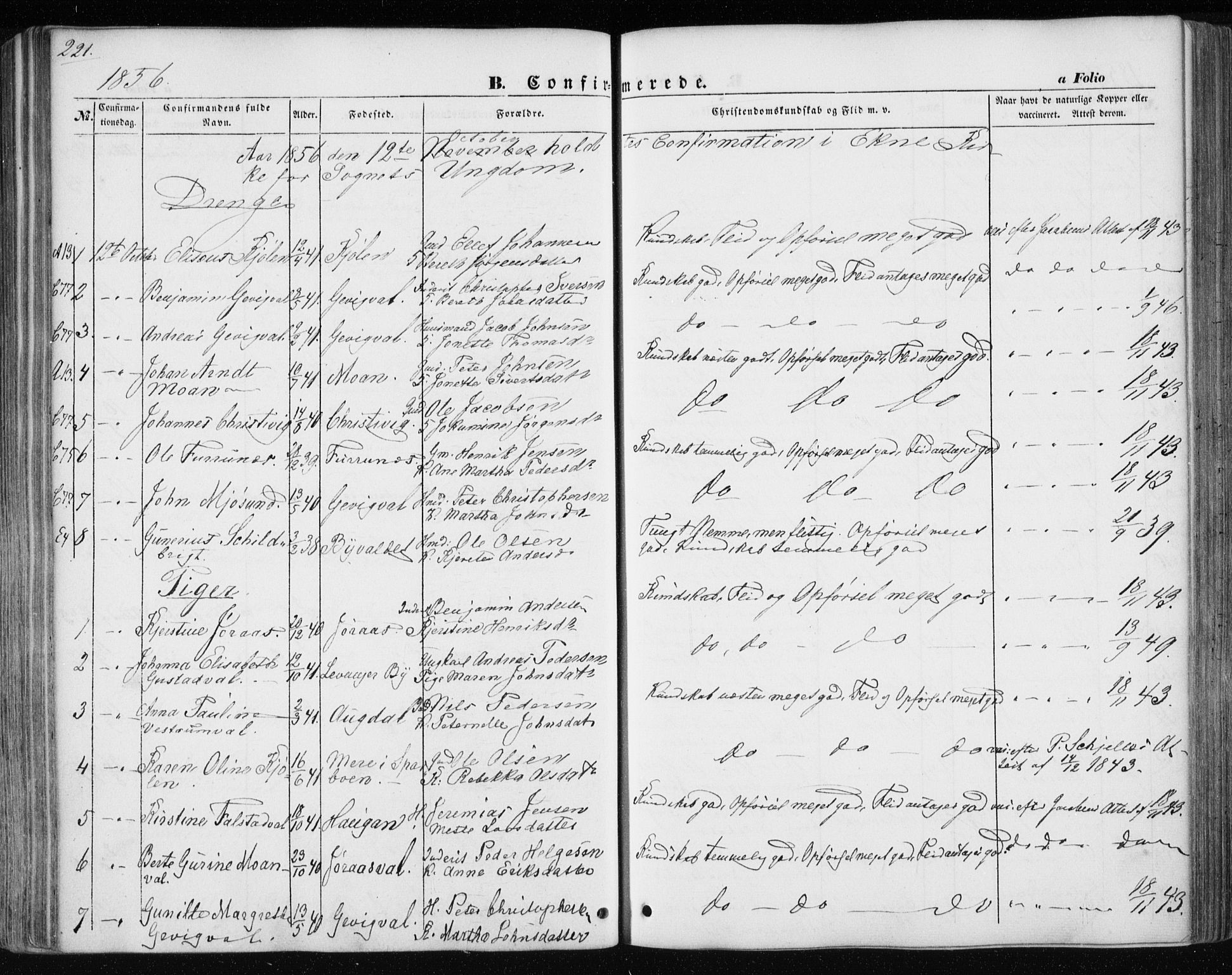 Ministerialprotokoller, klokkerbøker og fødselsregistre - Nord-Trøndelag, SAT/A-1458/717/L0154: Ministerialbok nr. 717A07 /1, 1850-1862, s. 221