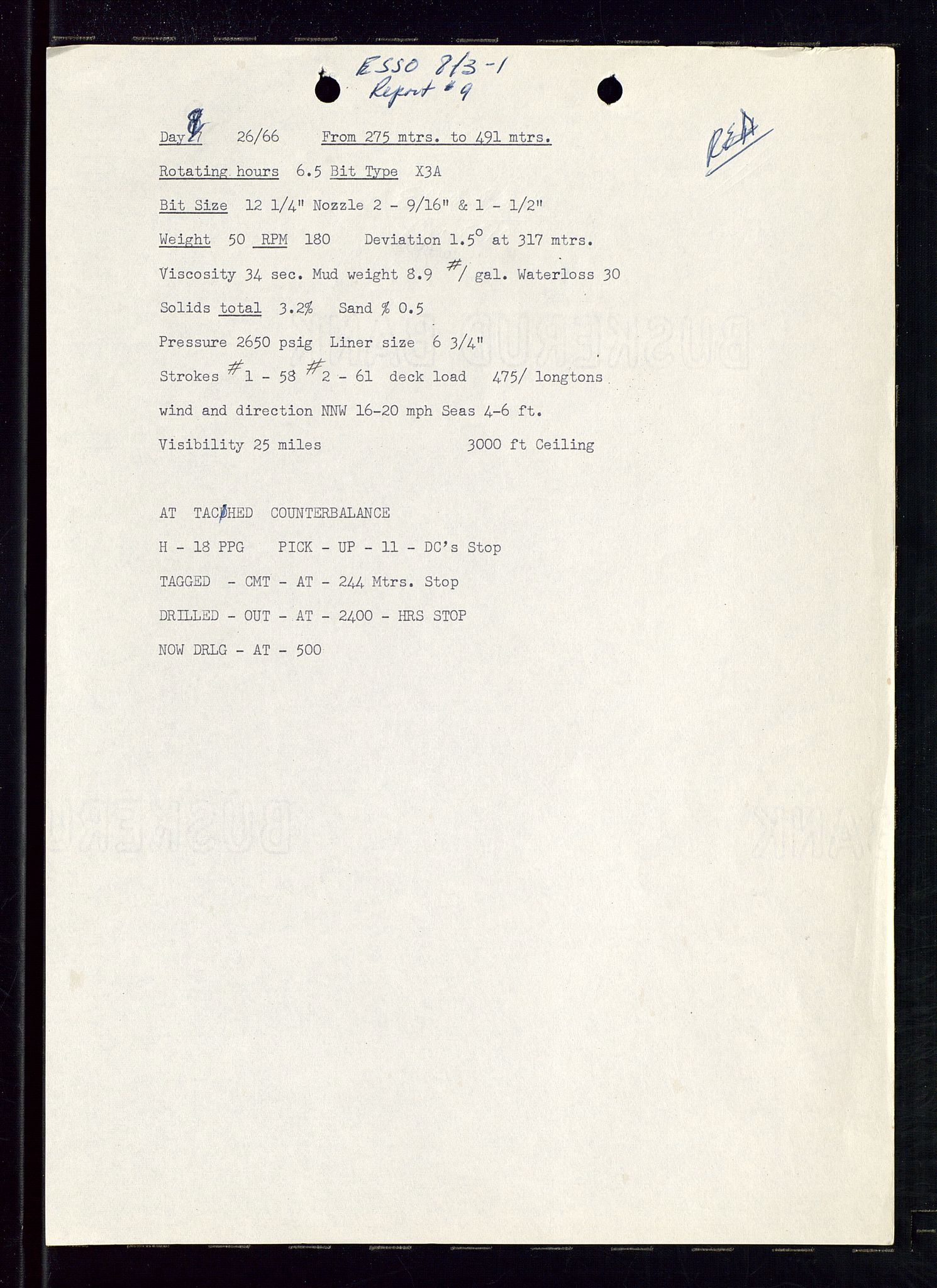 Pa 1512 - Esso Exploration and Production Norway Inc., AV/SAST-A-101917/E/Ea/L0012: Well 25/11-1 og Well 25/10-3, 1966-1967, s. 591