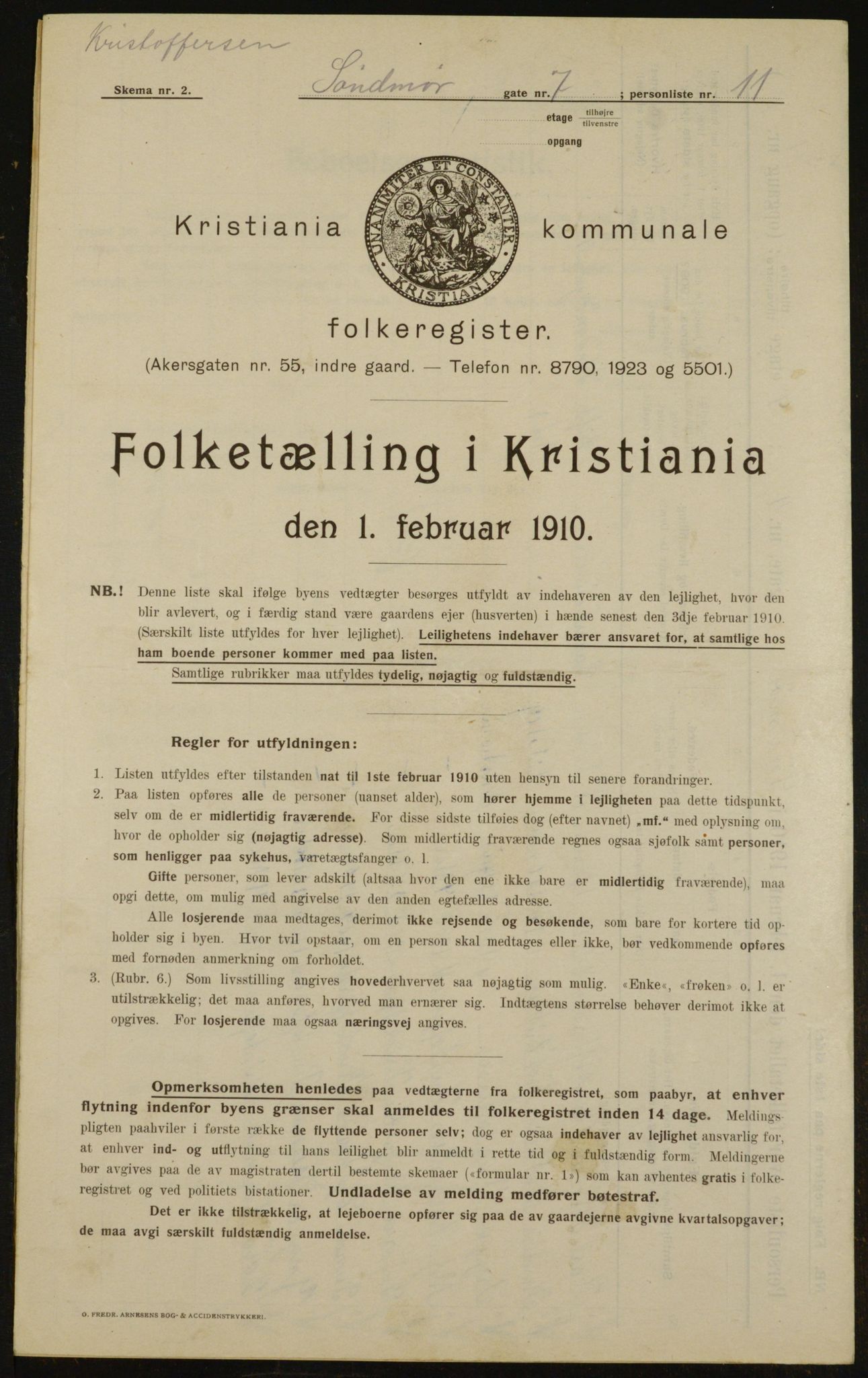 OBA, Kommunal folketelling 1.2.1910 for Kristiania, 1910, s. 99383