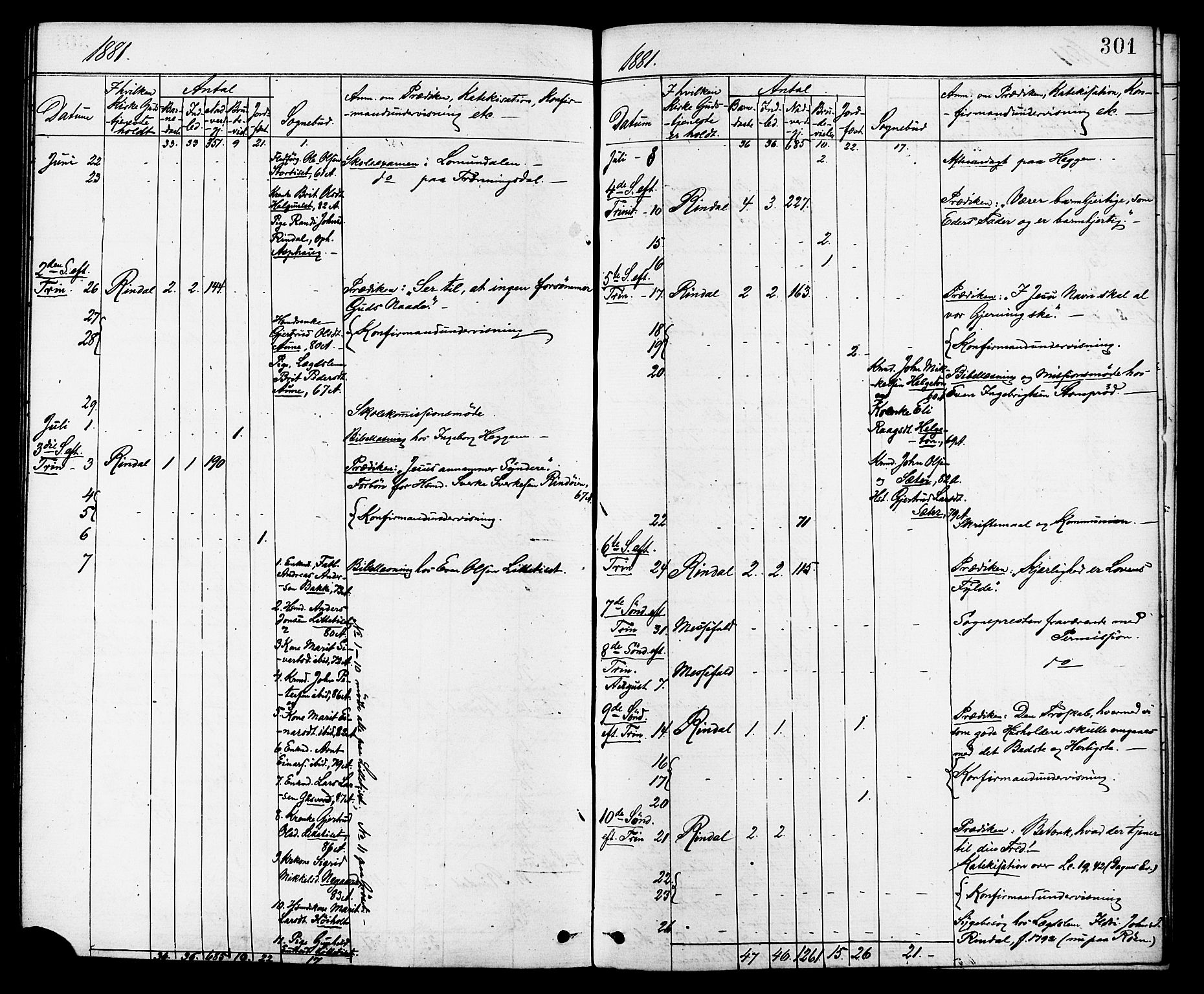 Ministerialprotokoller, klokkerbøker og fødselsregistre - Møre og Romsdal, AV/SAT-A-1454/598/L1068: Ministerialbok nr. 598A02, 1872-1881, s. 301