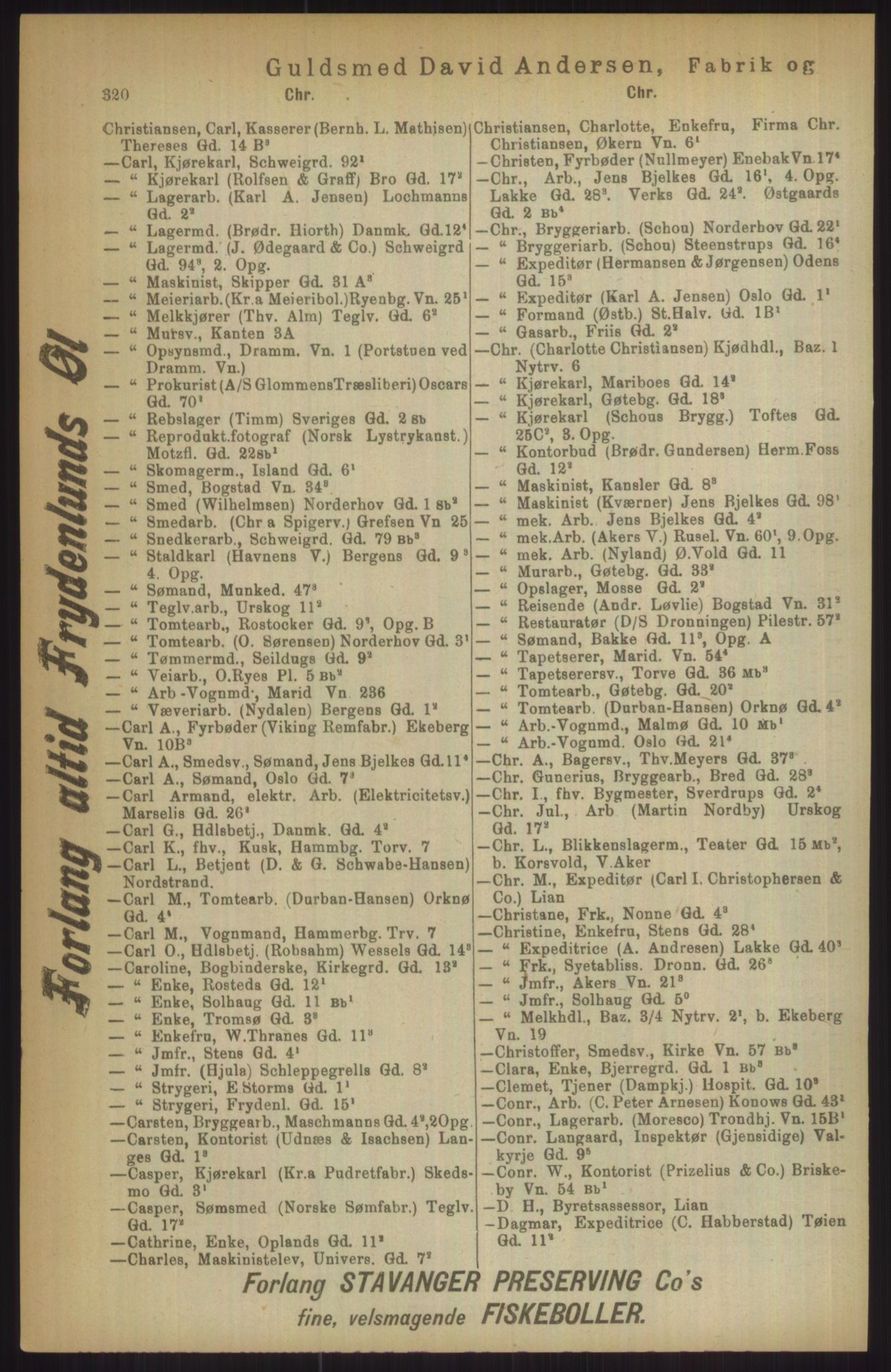 Kristiania/Oslo adressebok, PUBL/-, 1911, s. 320