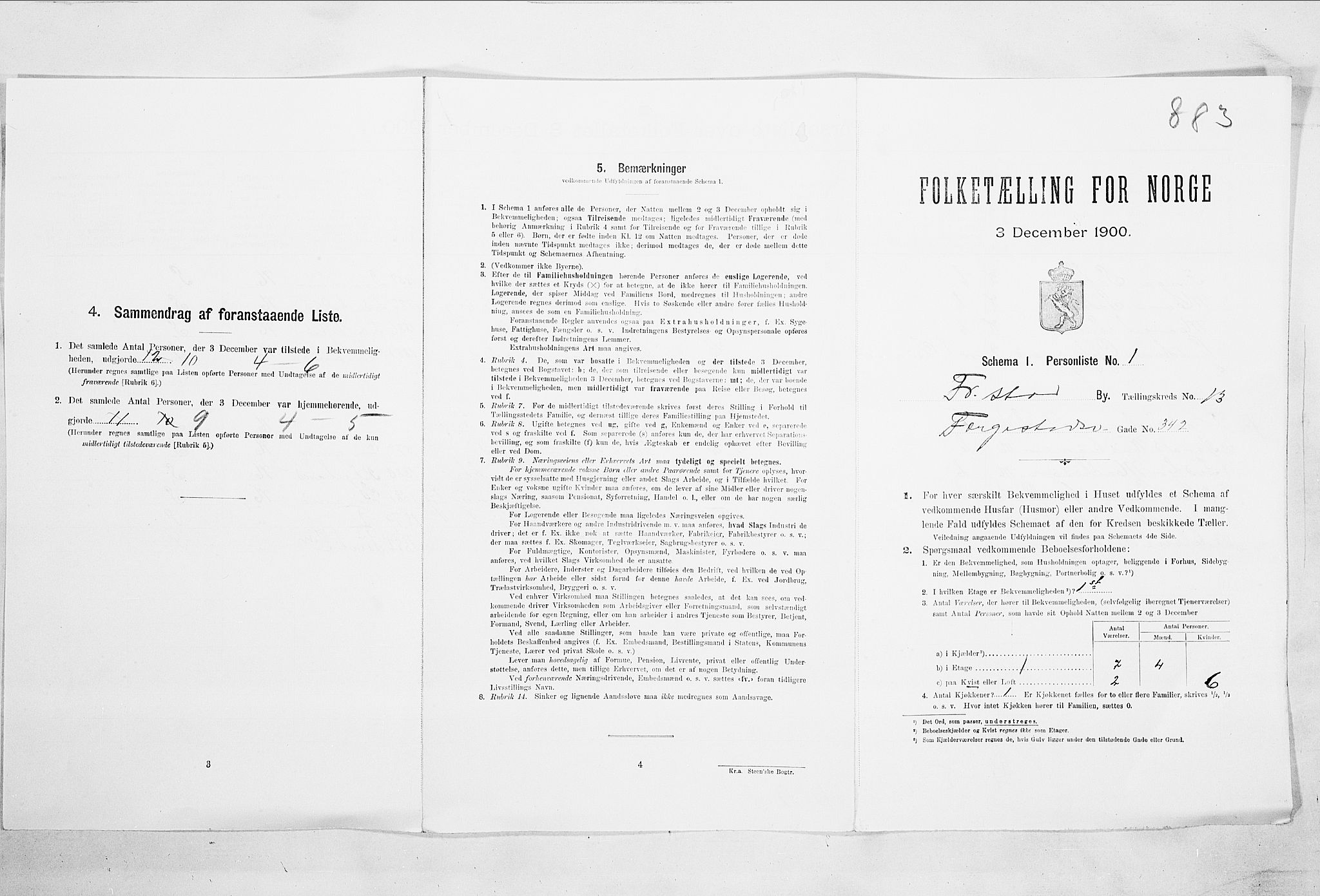 SAO, Folketelling 1900 for 0103 Fredrikstad kjøpstad, 1900