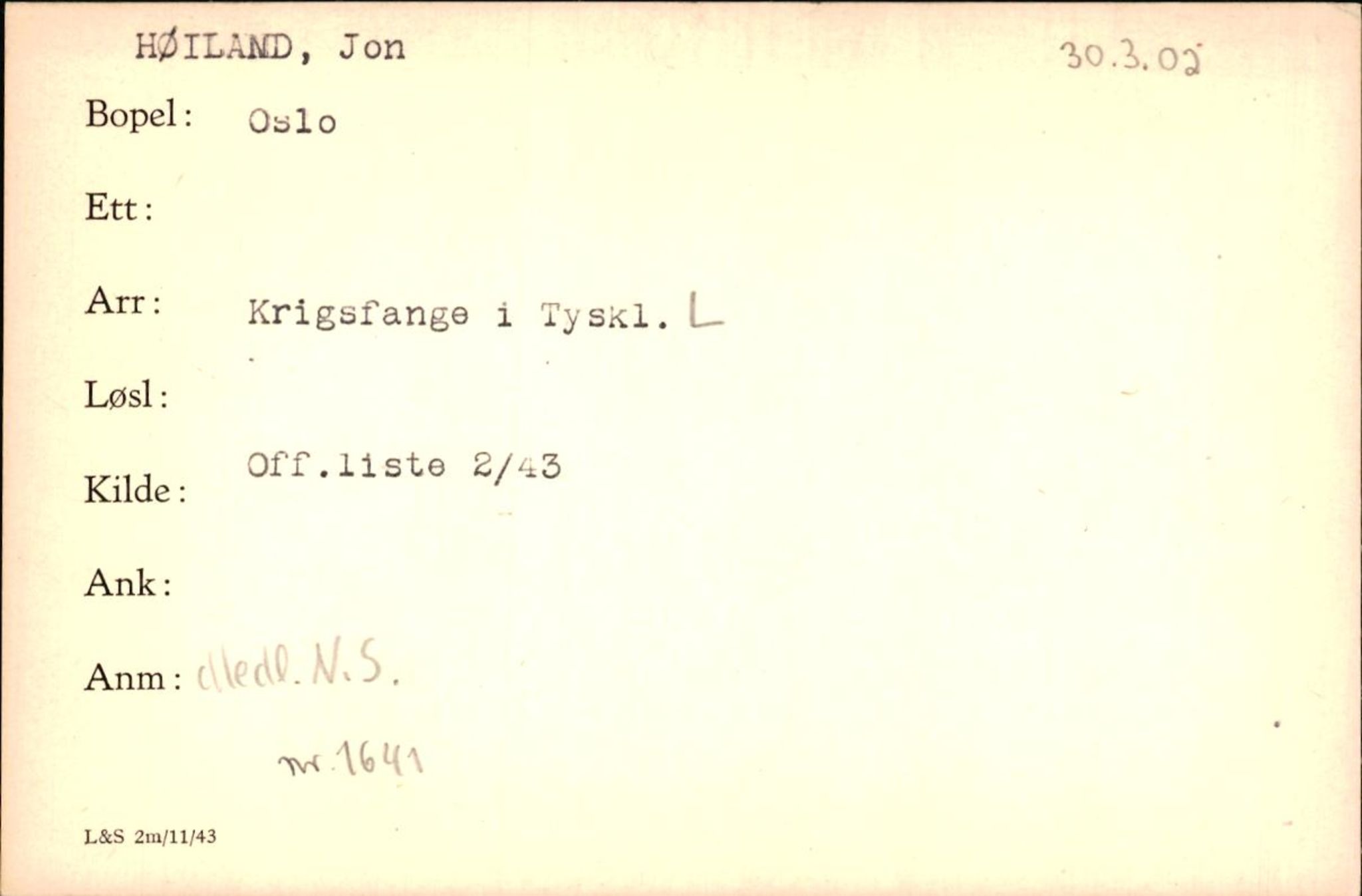 Forsvaret, Forsvarets krigshistoriske avdeling, AV/RA-RAFA-2017/Y/Yf/L0200: II-C-11-2102  -  Norske krigsfanger i Tyskland, 1940-1945, s. 491