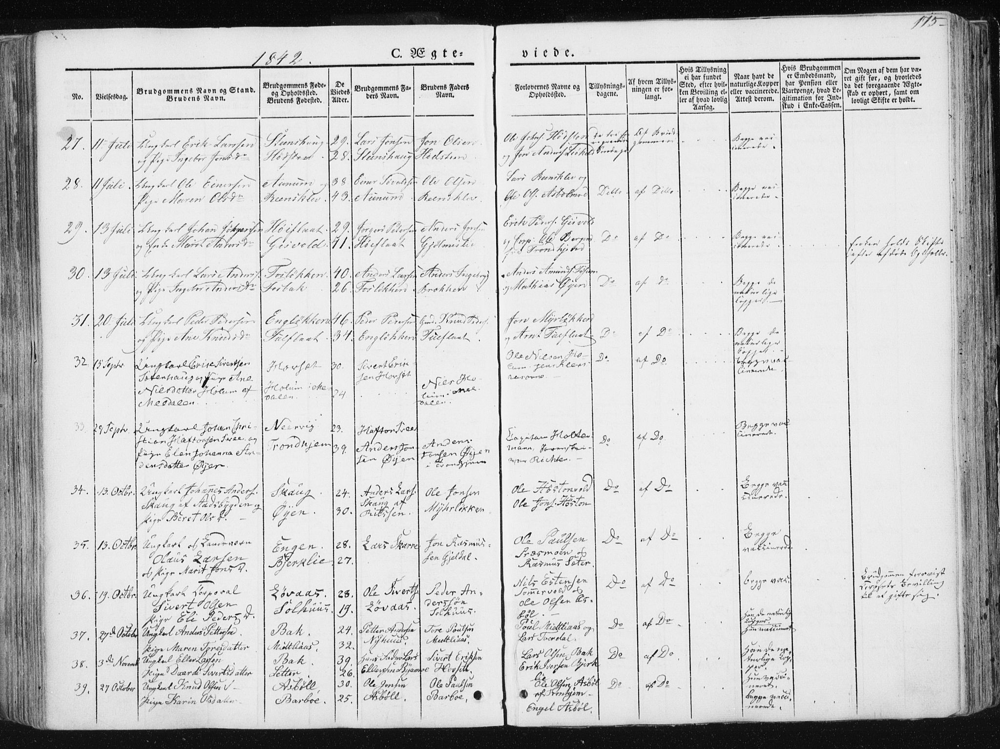 Ministerialprotokoller, klokkerbøker og fødselsregistre - Sør-Trøndelag, SAT/A-1456/668/L0805: Ministerialbok nr. 668A05, 1840-1853, s. 175