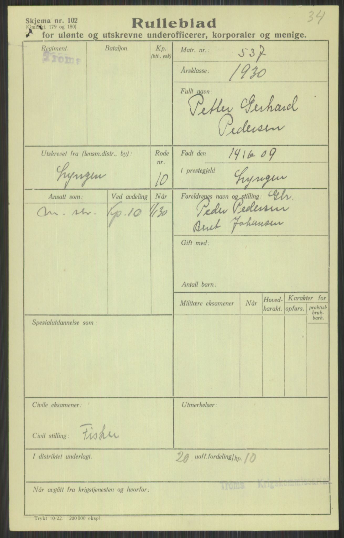 Forsvaret, Troms infanteriregiment nr. 16, AV/RA-RAFA-3146/P/Pa/L0014: Rulleblad for regimentets menige mannskaper, årsklasse 1930, 1930, s. 881