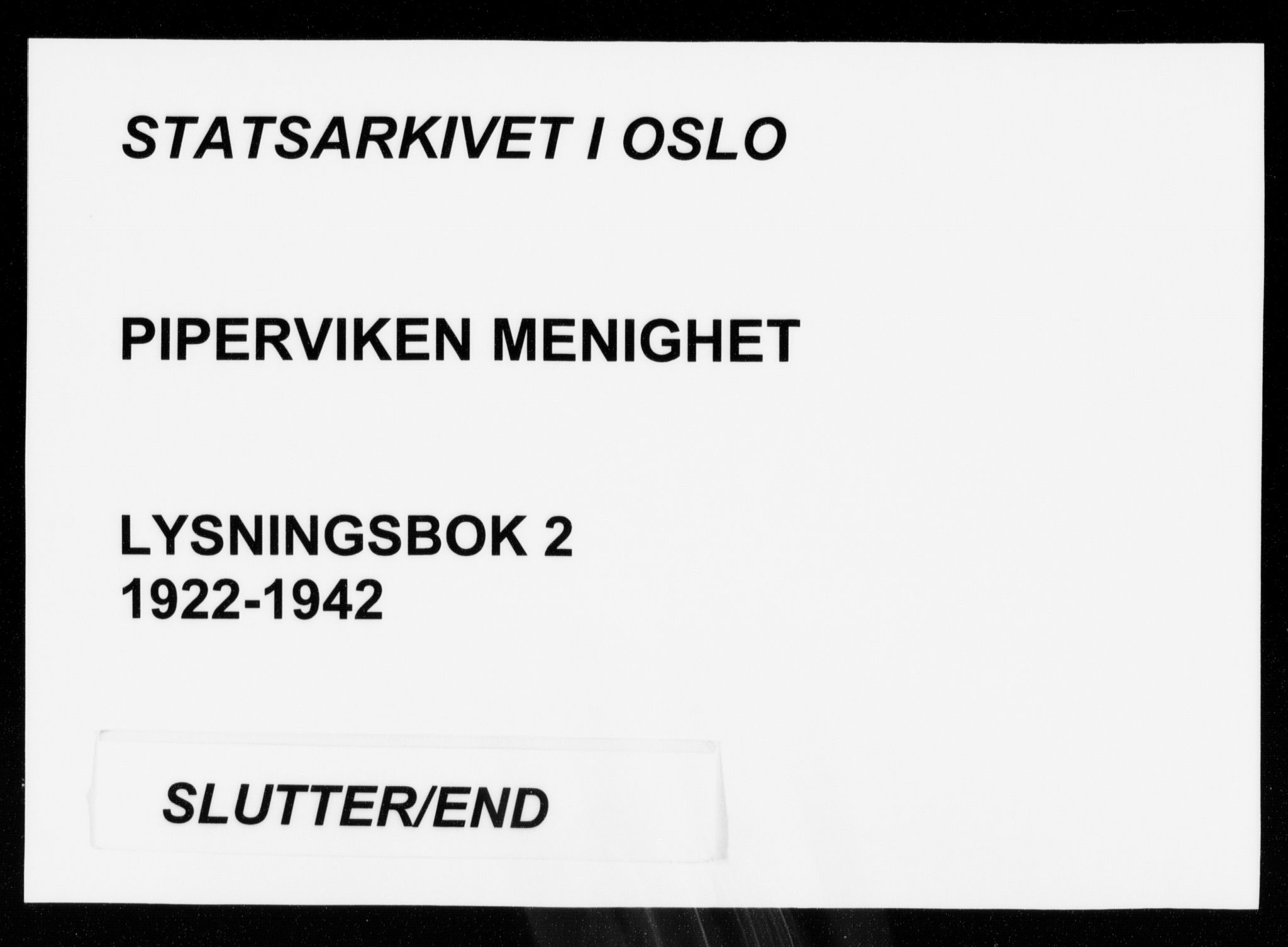 Piperviken prestekontor Kirkebøker, AV/SAO-A-10874/H/L0002: Lysningsprotokoll nr. 2, 1922-1942