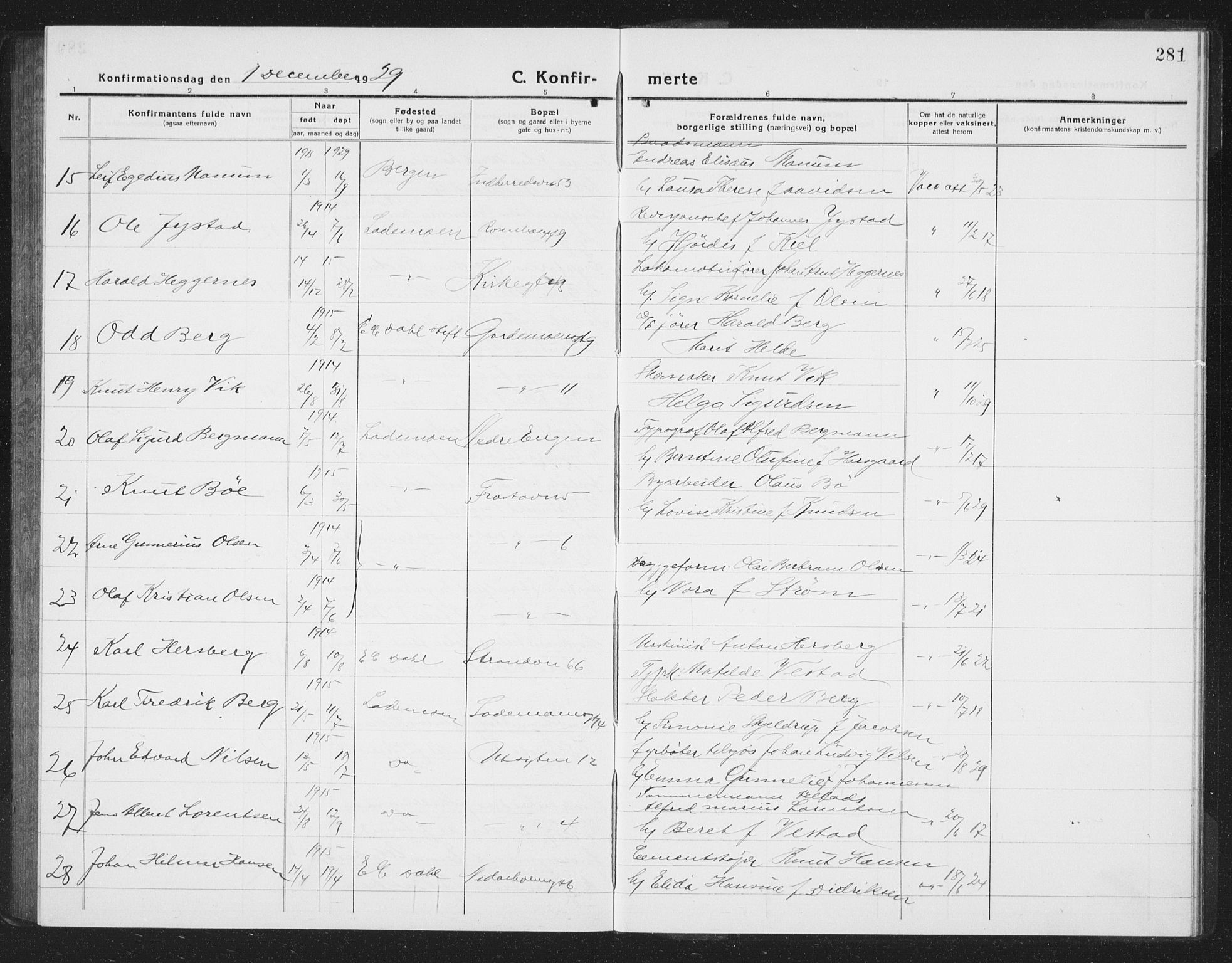 Ministerialprotokoller, klokkerbøker og fødselsregistre - Sør-Trøndelag, AV/SAT-A-1456/605/L0258: Klokkerbok nr. 605C05, 1918-1930, s. 281