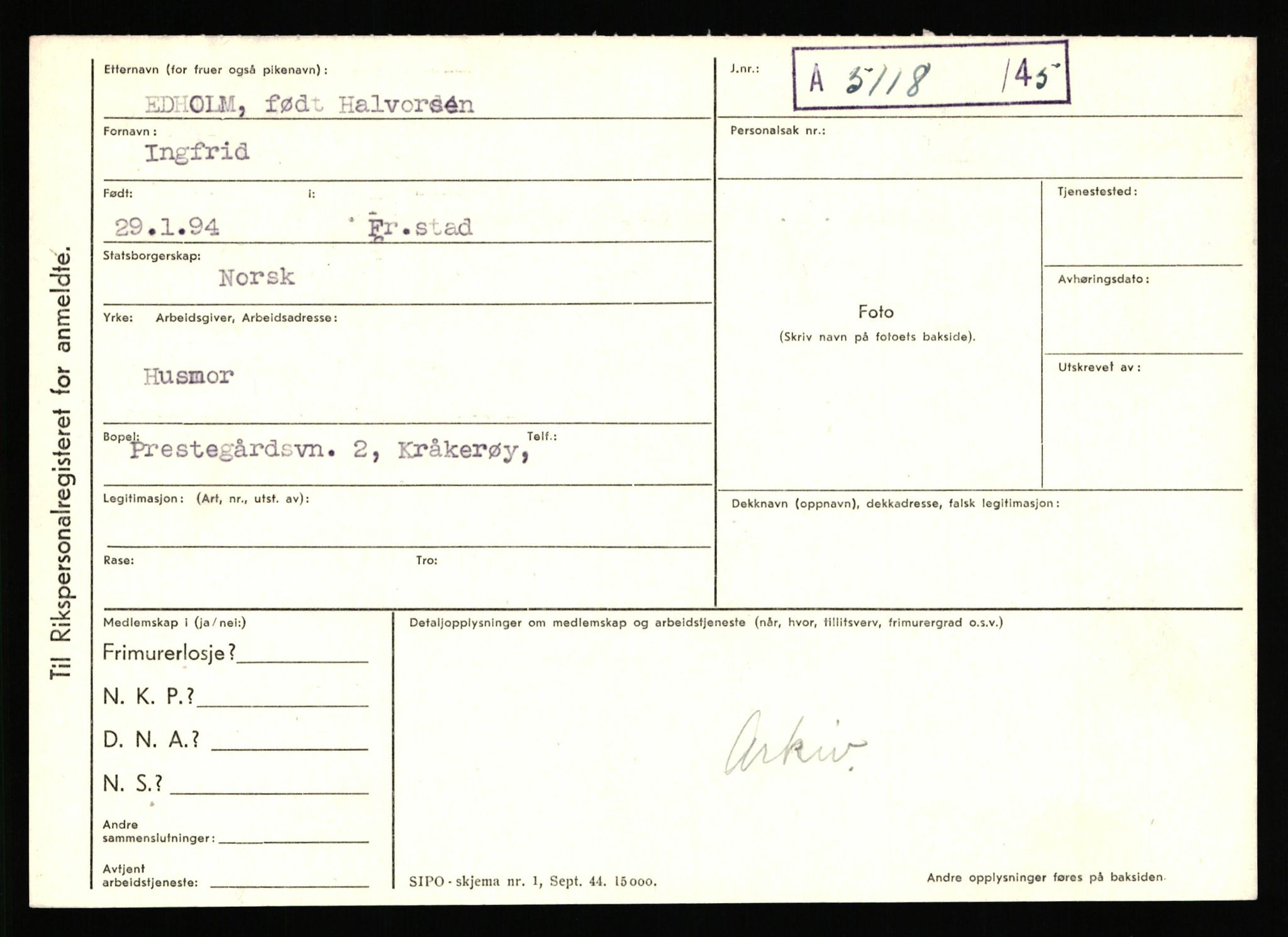 Statspolitiet - Hovedkontoret / Osloavdelingen, AV/RA-S-1329/C/Ca/L0003: Brechan - Eichinger	, 1943-1945, s. 4674