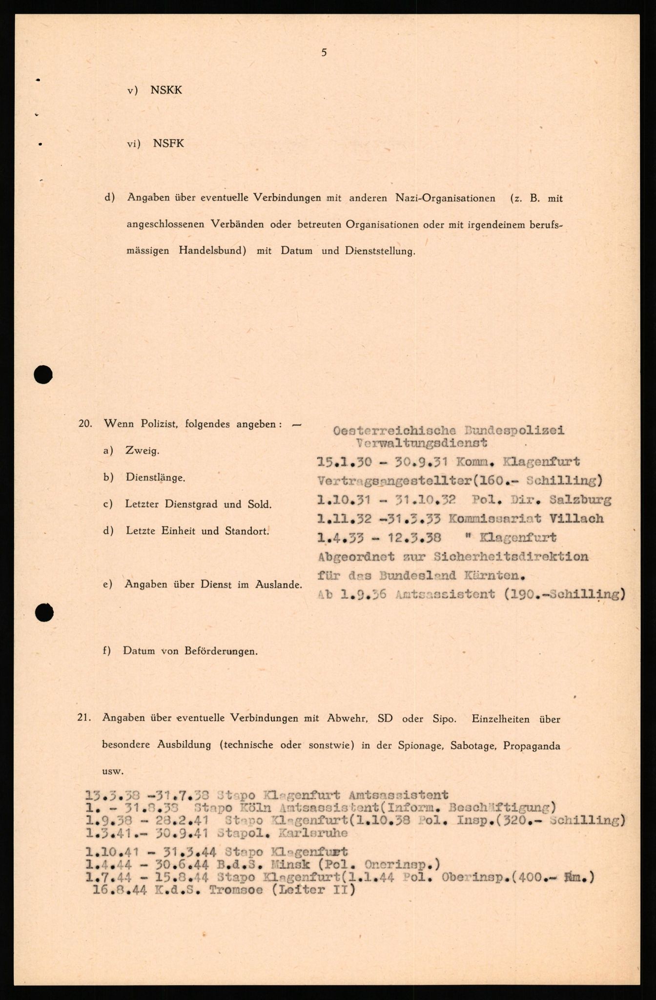 Forsvaret, Forsvarets overkommando II, AV/RA-RAFA-3915/D/Db/L0038: CI Questionaires. Tyske okkupasjonsstyrker i Norge. Østerrikere., 1945-1946, s. 362