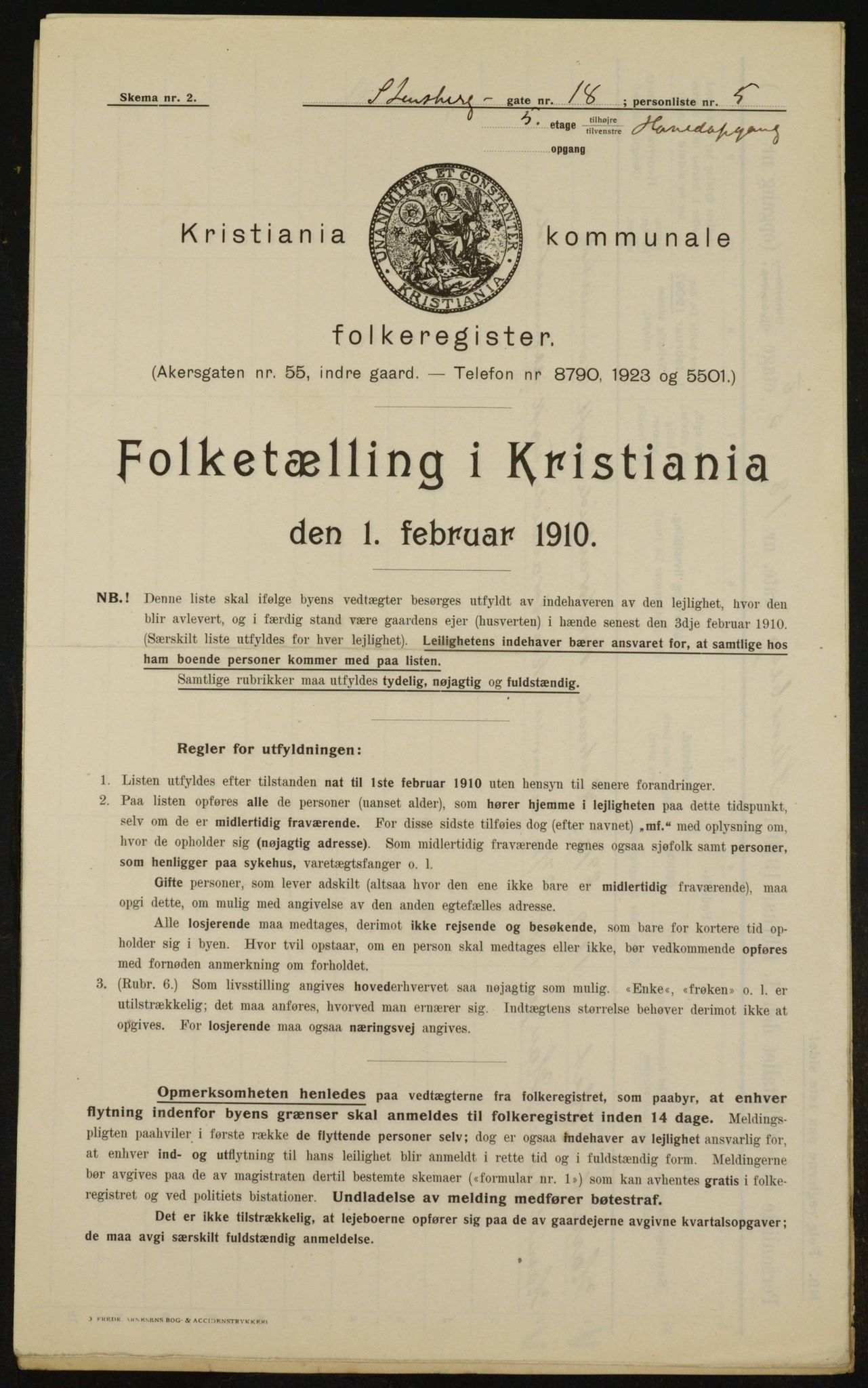 OBA, Kommunal folketelling 1.2.1910 for Kristiania, 1910, s. 96453