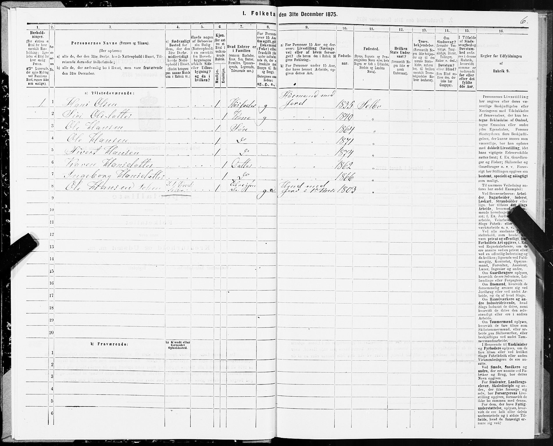 SAT, Folketelling 1875 for 1664P Selbu prestegjeld, 1875, s. 3006