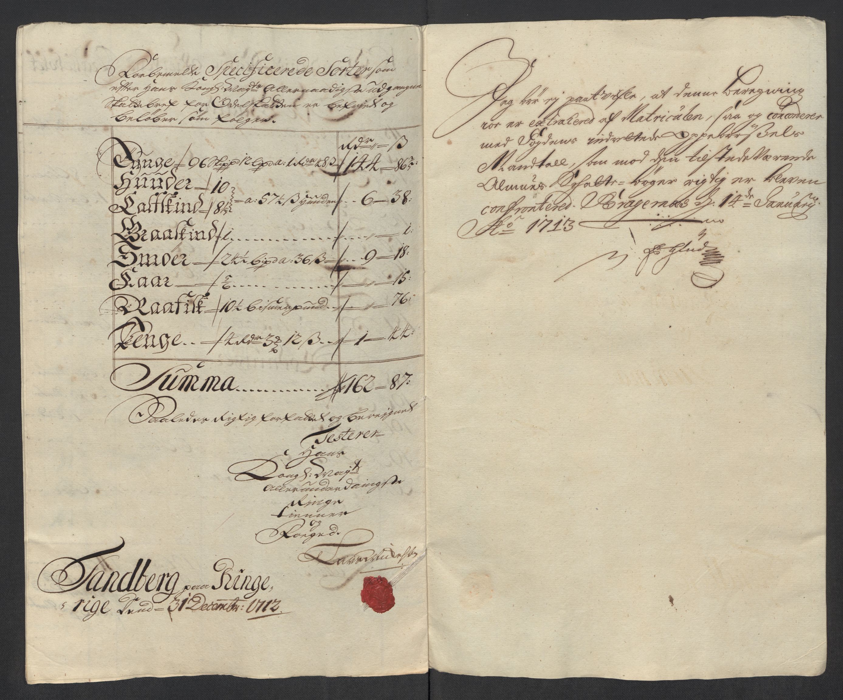 Rentekammeret inntil 1814, Reviderte regnskaper, Fogderegnskap, AV/RA-EA-4092/R23/L1470: Fogderegnskap Ringerike og Hallingdal, 1712, s. 181