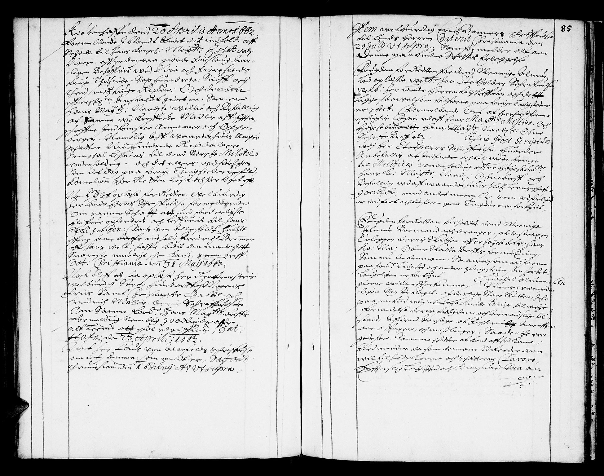 Finnmark sorenskriveri, AV/SATØ-S-0053/F/Fa/L0009: Justisprotokoller, 1654-1663, s. 84b-85a