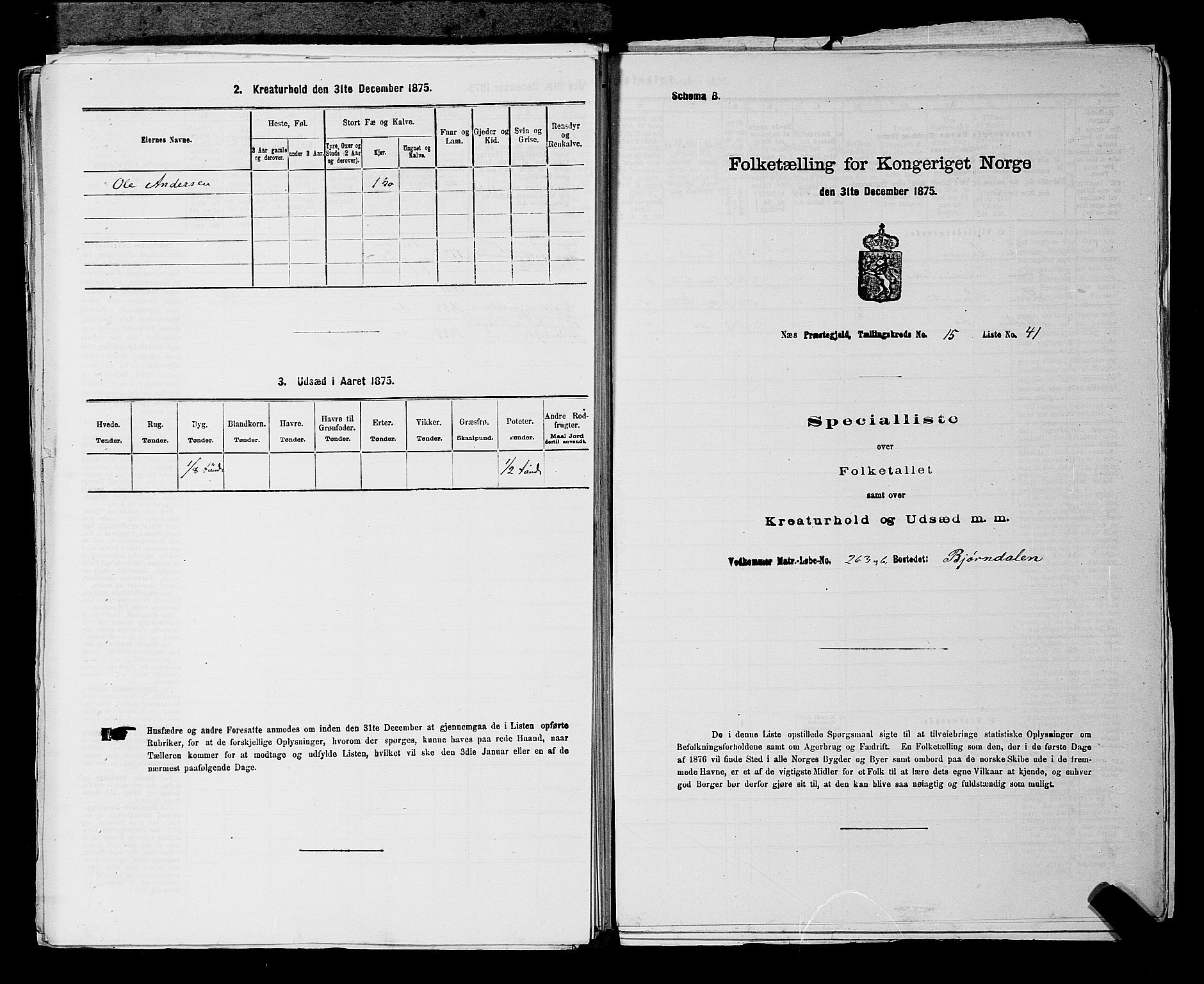 RA, Folketelling 1875 for 0236P Nes prestegjeld, 1875, s. 2787