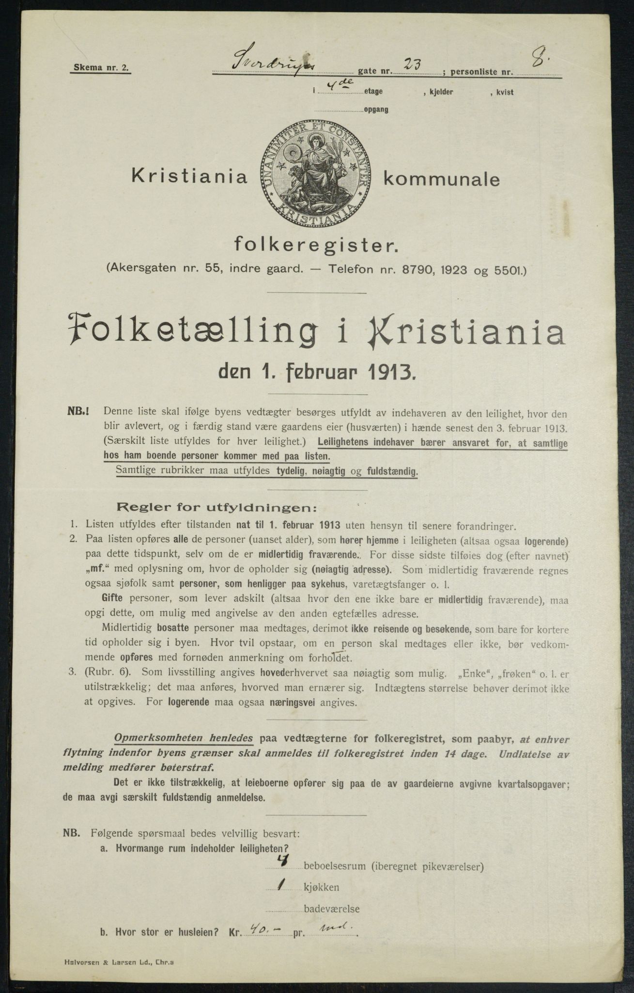 OBA, Kommunal folketelling 1.2.1913 for Kristiania, 1913, s. 105806