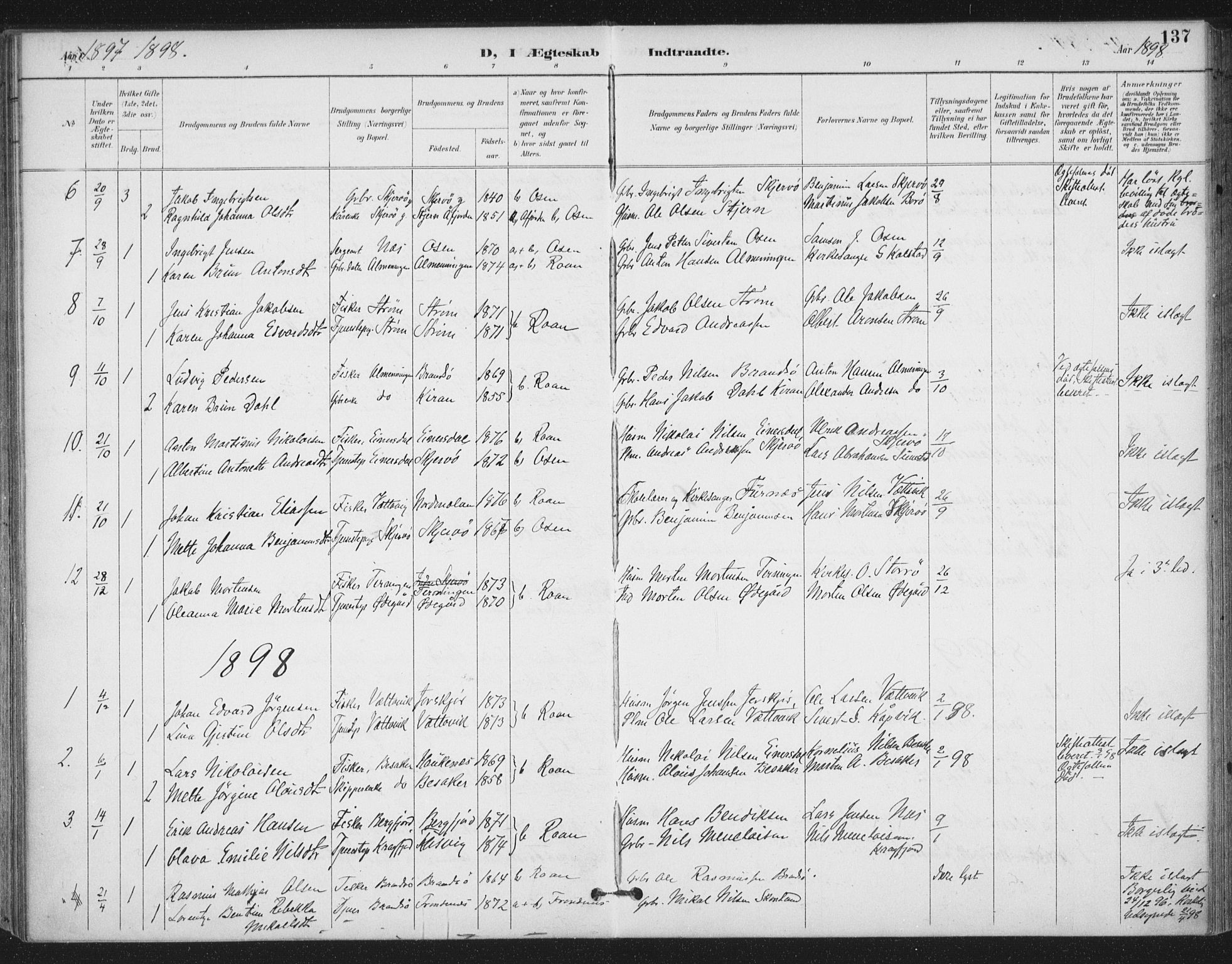 Ministerialprotokoller, klokkerbøker og fødselsregistre - Sør-Trøndelag, AV/SAT-A-1456/657/L0708: Ministerialbok nr. 657A09, 1894-1904, s. 137