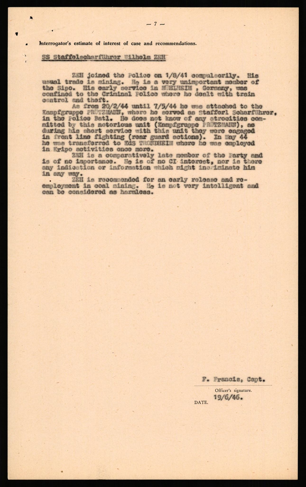 Forsvaret, Forsvarets overkommando II, AV/RA-RAFA-3915/D/Db/L0037: CI Questionaires. Tyske okkupasjonsstyrker i Norge. Tyskere., 1945-1946, s. 103