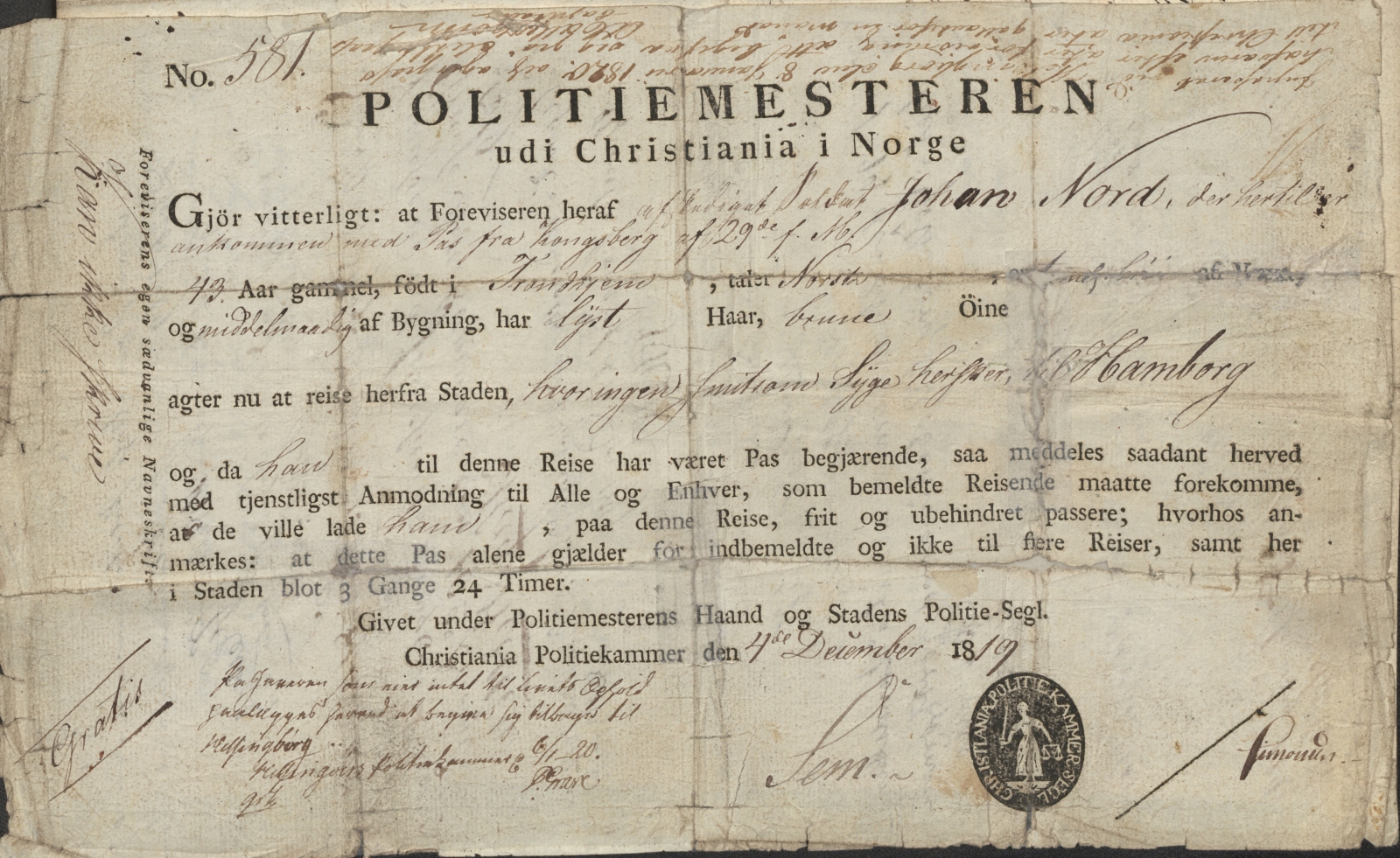 Bergen politikammer / politidistrikt, AV/SAB-A-60401/L.b, 1816-1822, s. 23