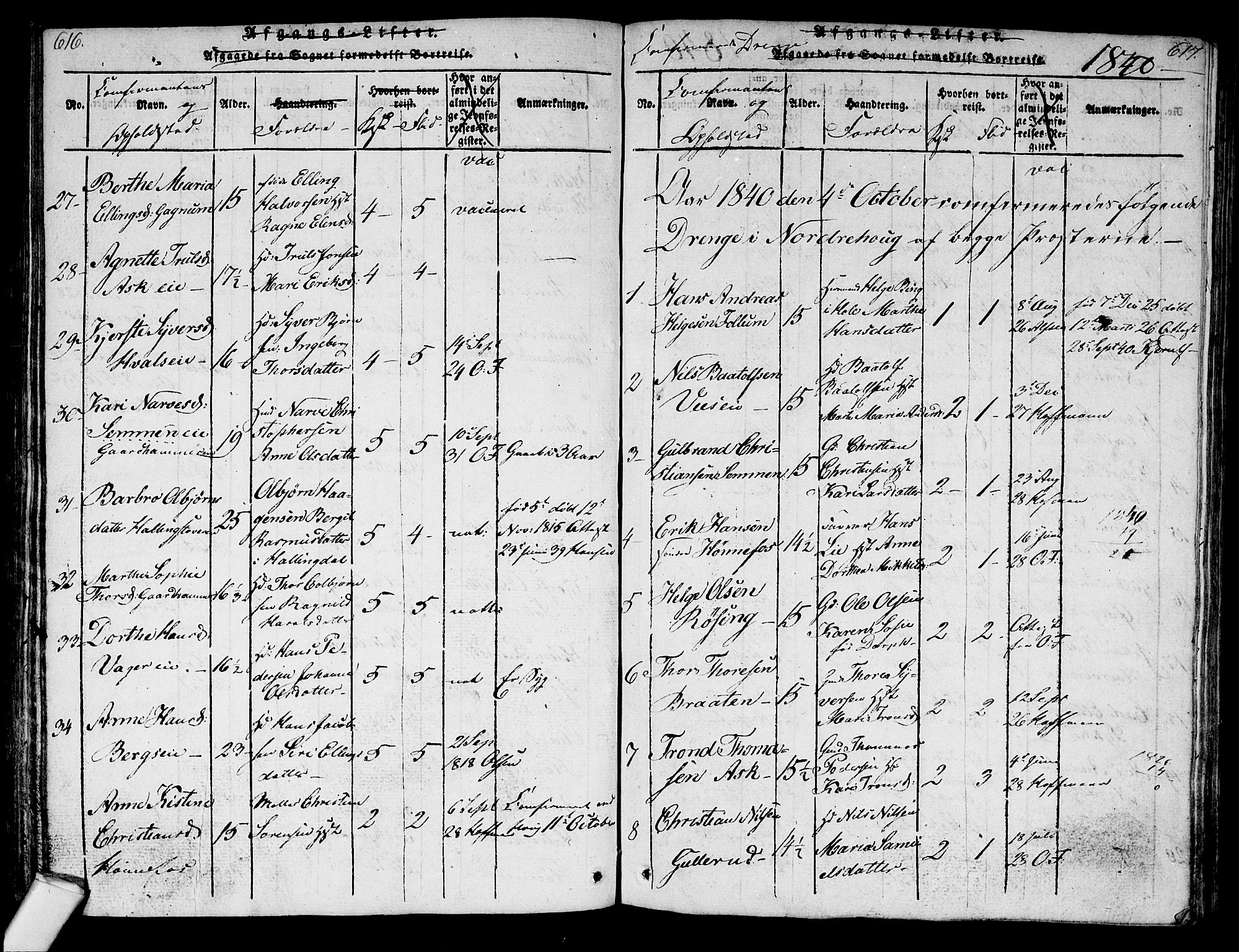 Norderhov kirkebøker, AV/SAKO-A-237/G/Ga/L0003: Klokkerbok nr. I 3 /1, 1814-1876, s. 616-617