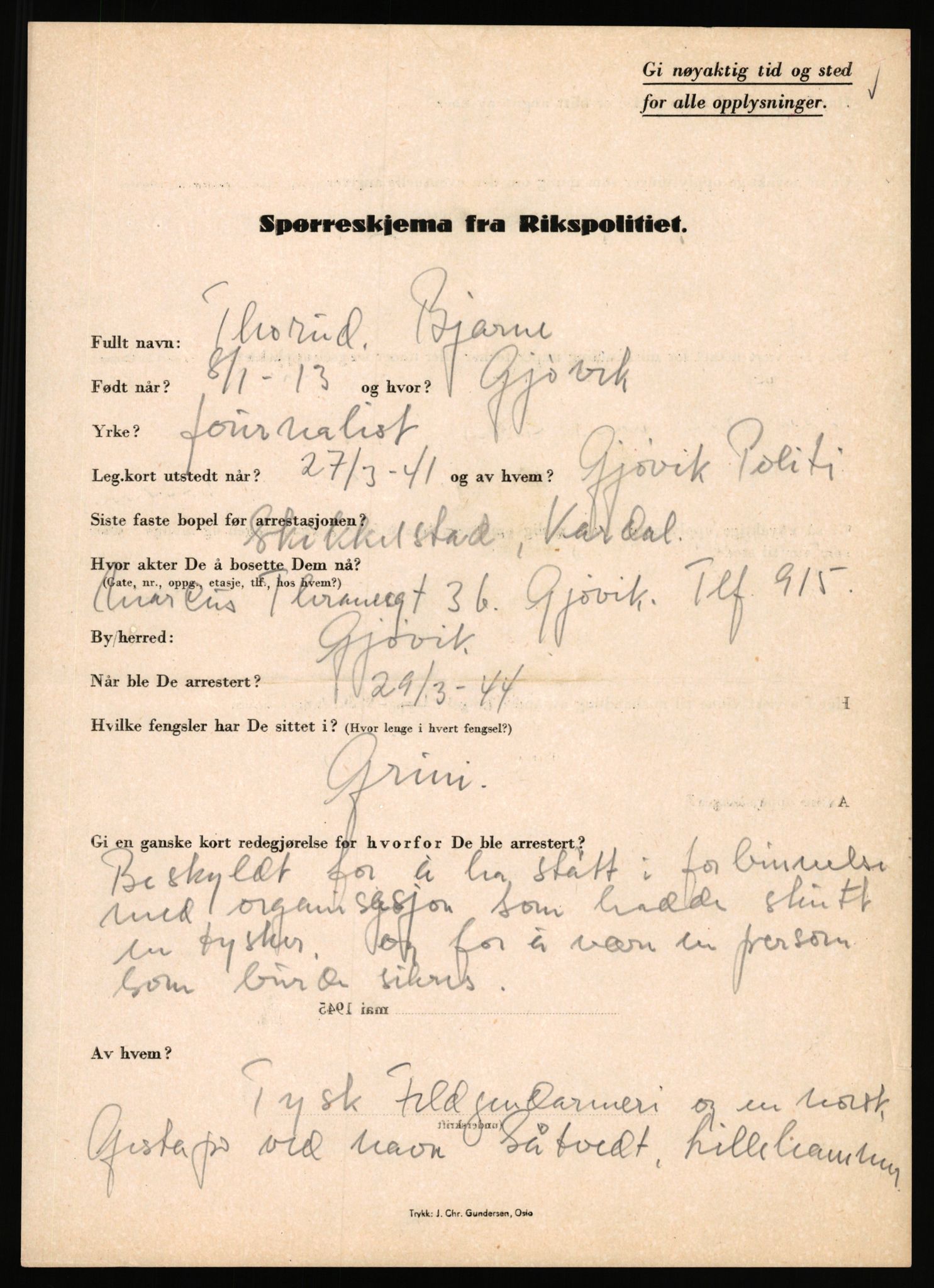 Rikspolitisjefen, AV/RA-S-1560/L/L0017: Tidemann, Hermann G. - Veum, Tjostolv, 1940-1945, s. 345