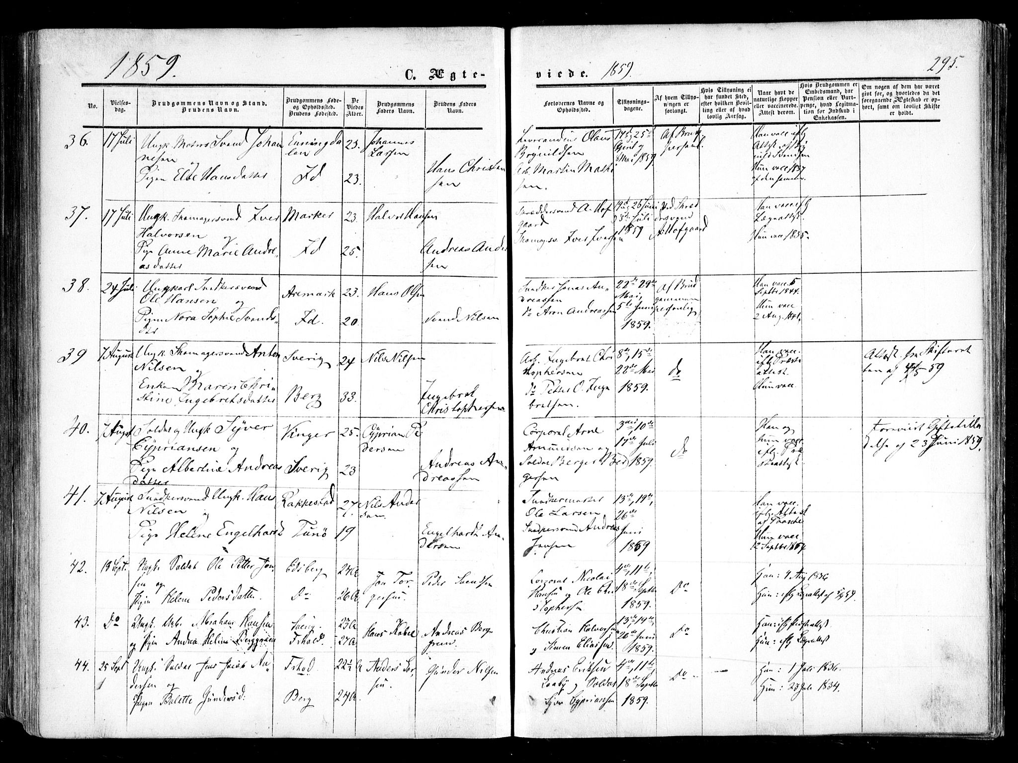 Halden prestekontor Kirkebøker, AV/SAO-A-10909/F/Fa/L0007: Ministerialbok nr. I 7, 1857-1865, s. 295