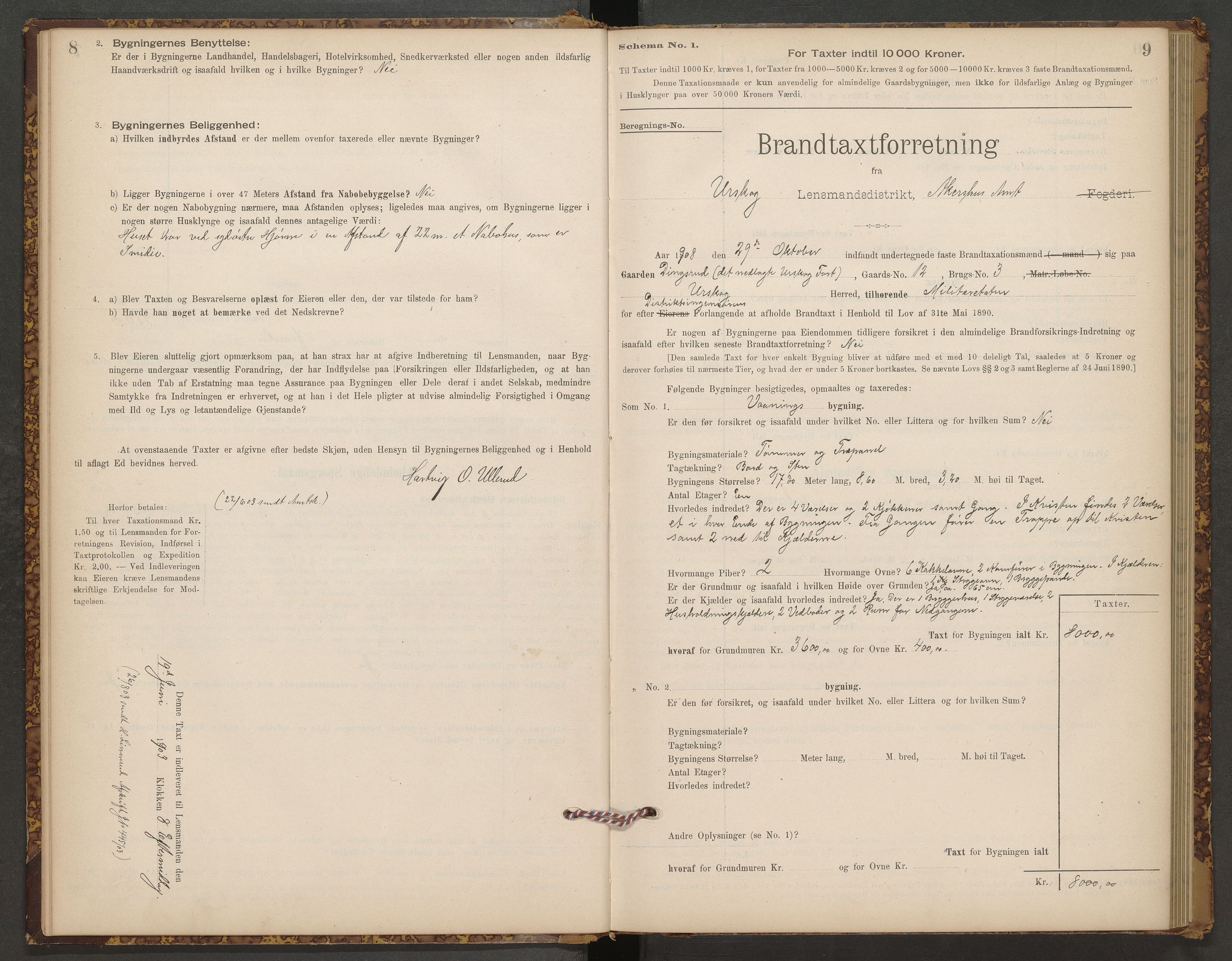 Norges brannkasse, branntakster Aurskog, AV/SAO-A-11381/F/Fb/L0001: Branntakstprotokoll, 1897-1949