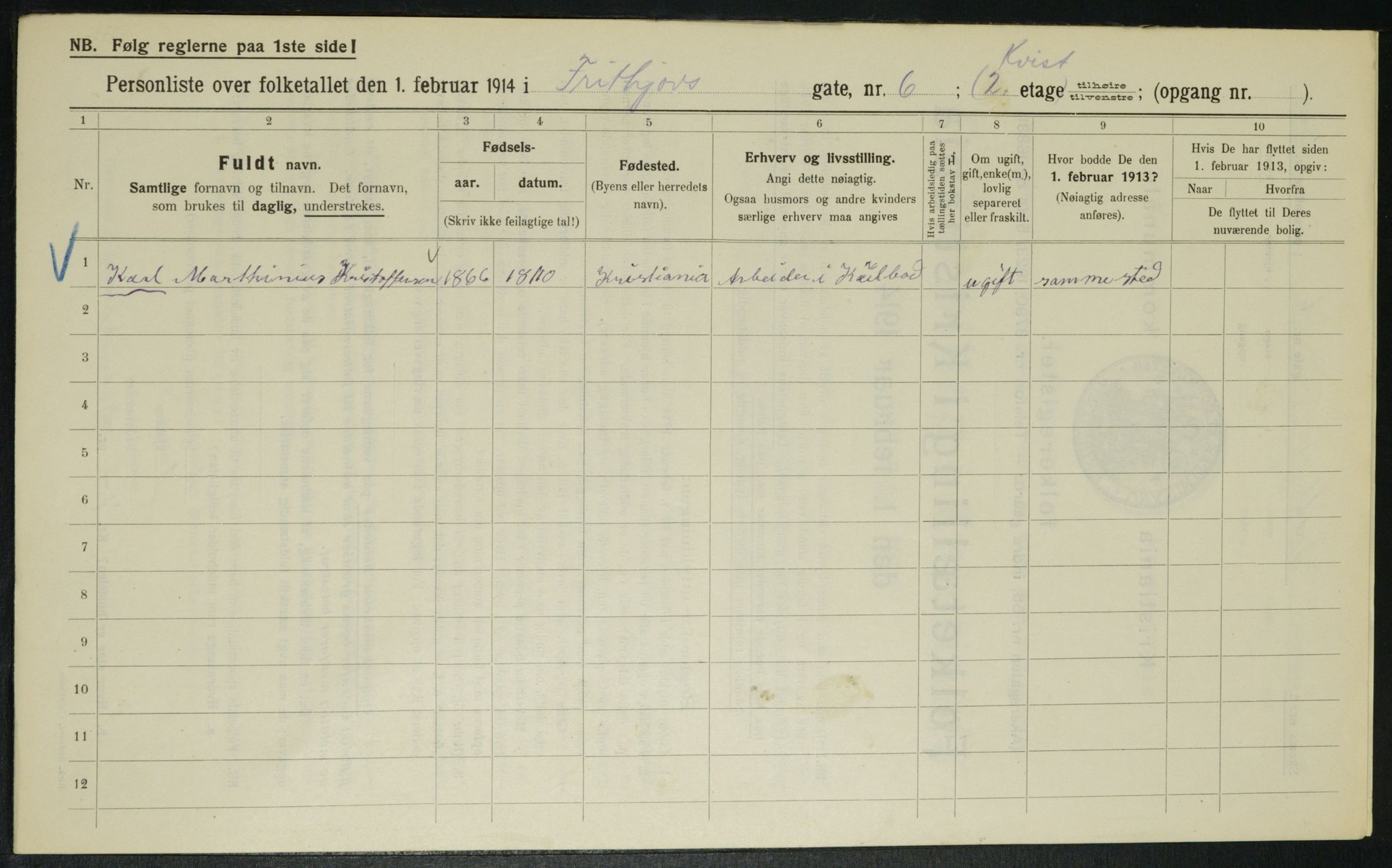 OBA, Kommunal folketelling 1.2.1914 for Kristiania, 1914, s. 27026