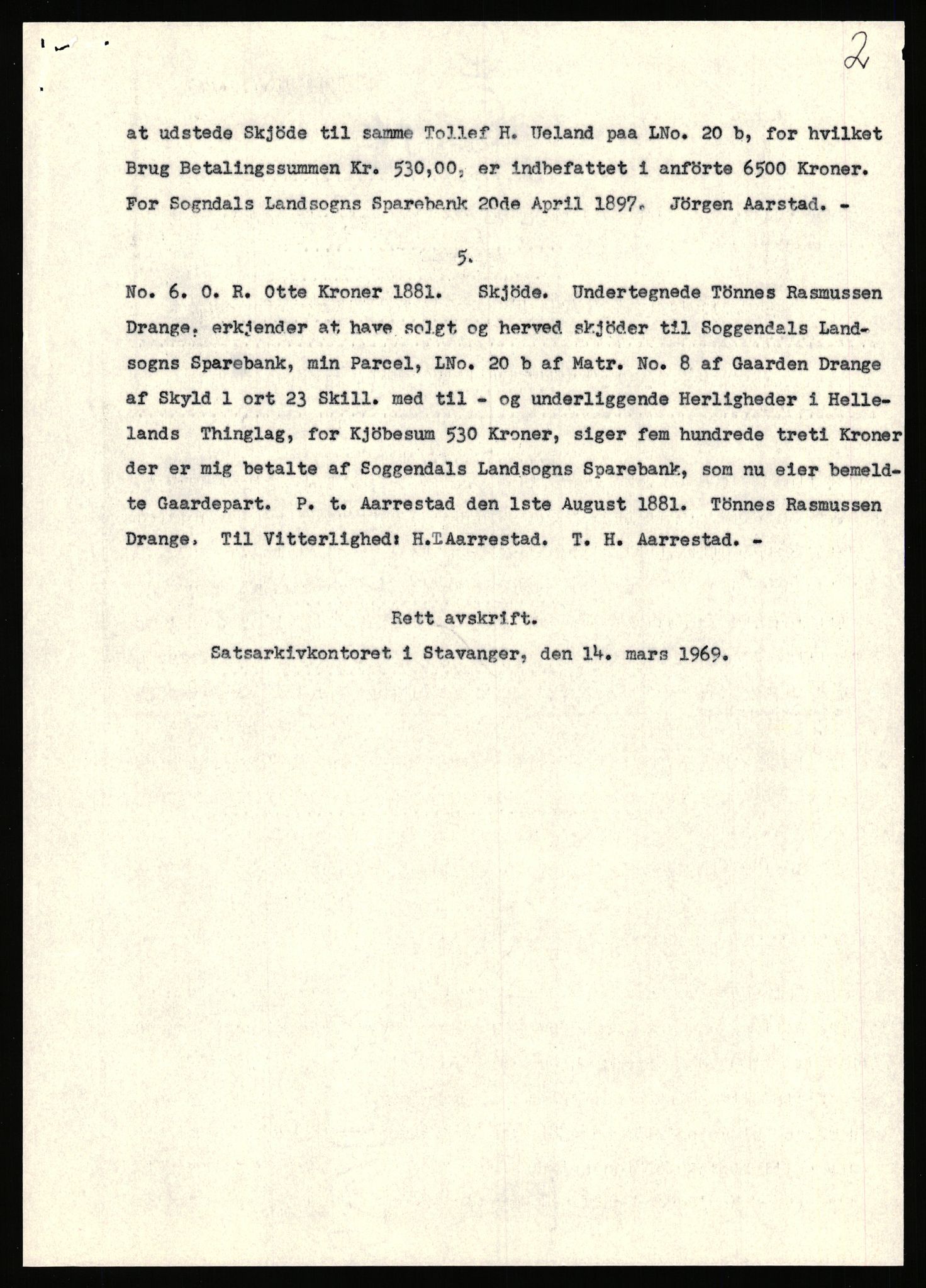 Statsarkivet i Stavanger, SAST/A-101971/03/Y/Yj/L0014: Avskrifter sortert etter gårdsnanv: Dalve - Dyrland, 1750-1930, s. 411