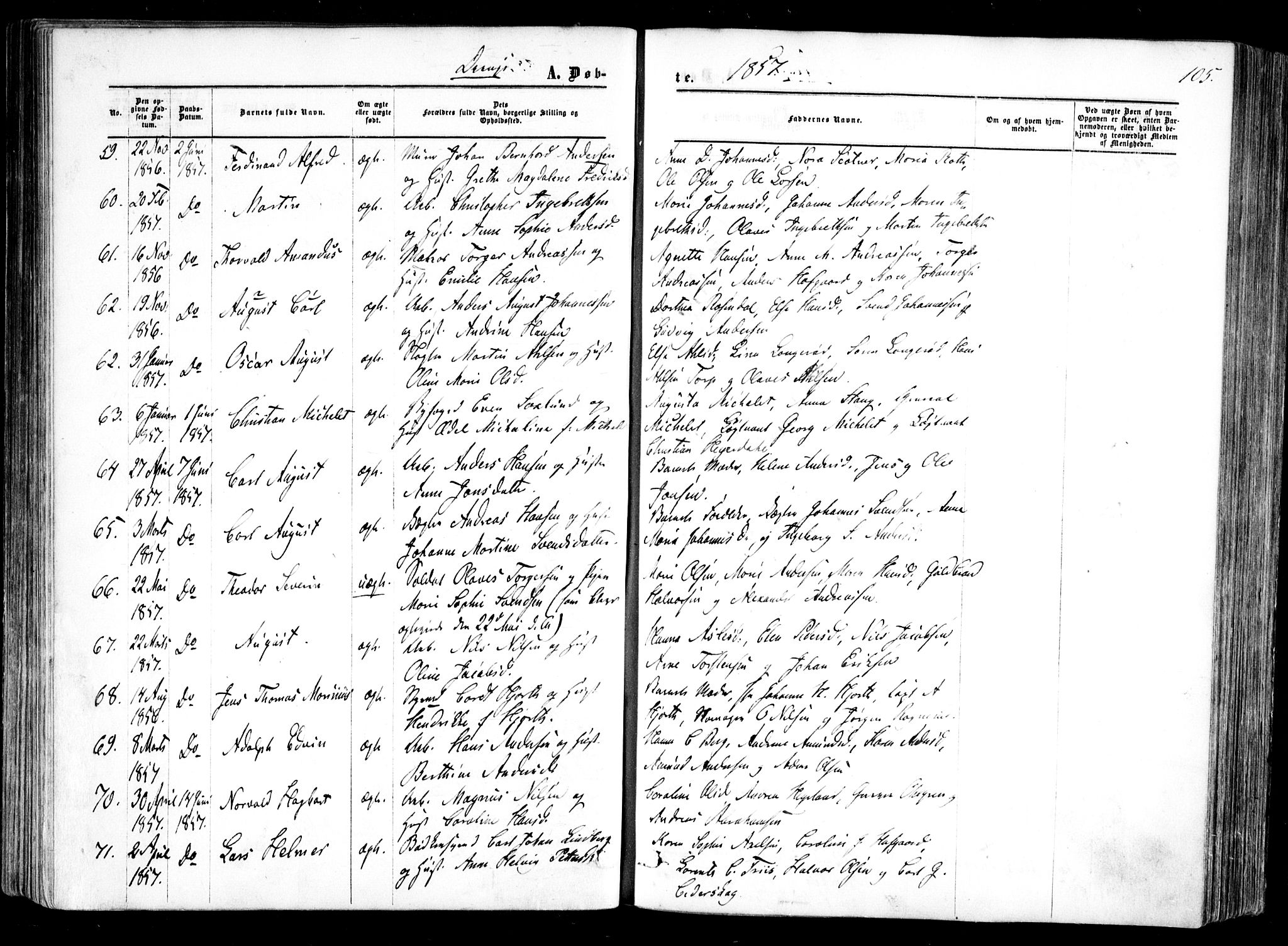 Halden prestekontor Kirkebøker, AV/SAO-A-10909/F/Fa/L0007: Ministerialbok nr. I 7, 1857-1865, s. 105