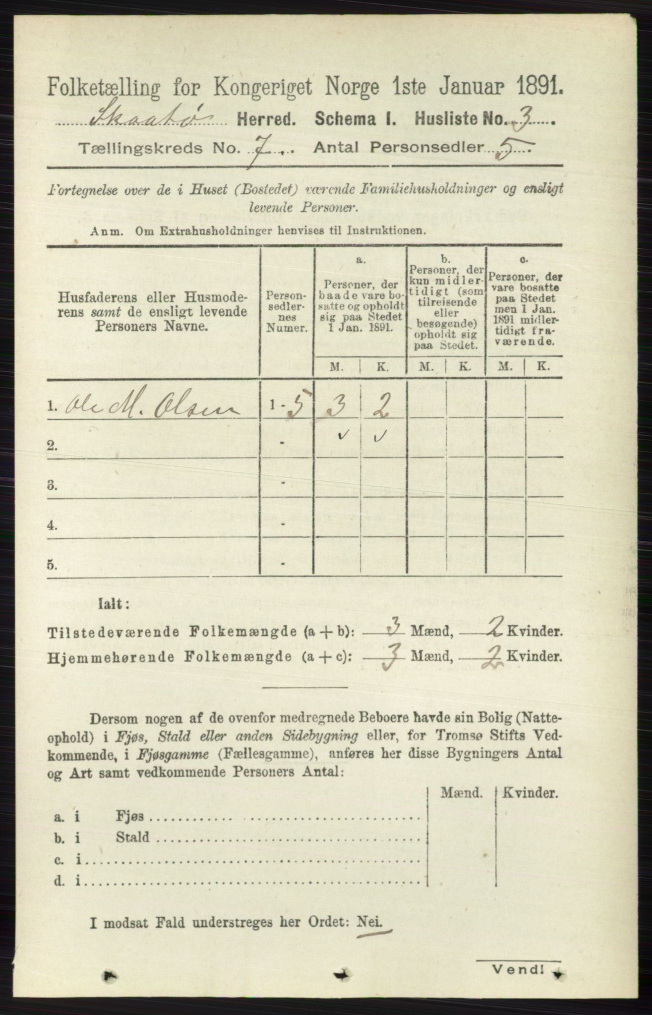 RA, Folketelling 1891 for 0815 Skåtøy herred, 1891, s. 3000