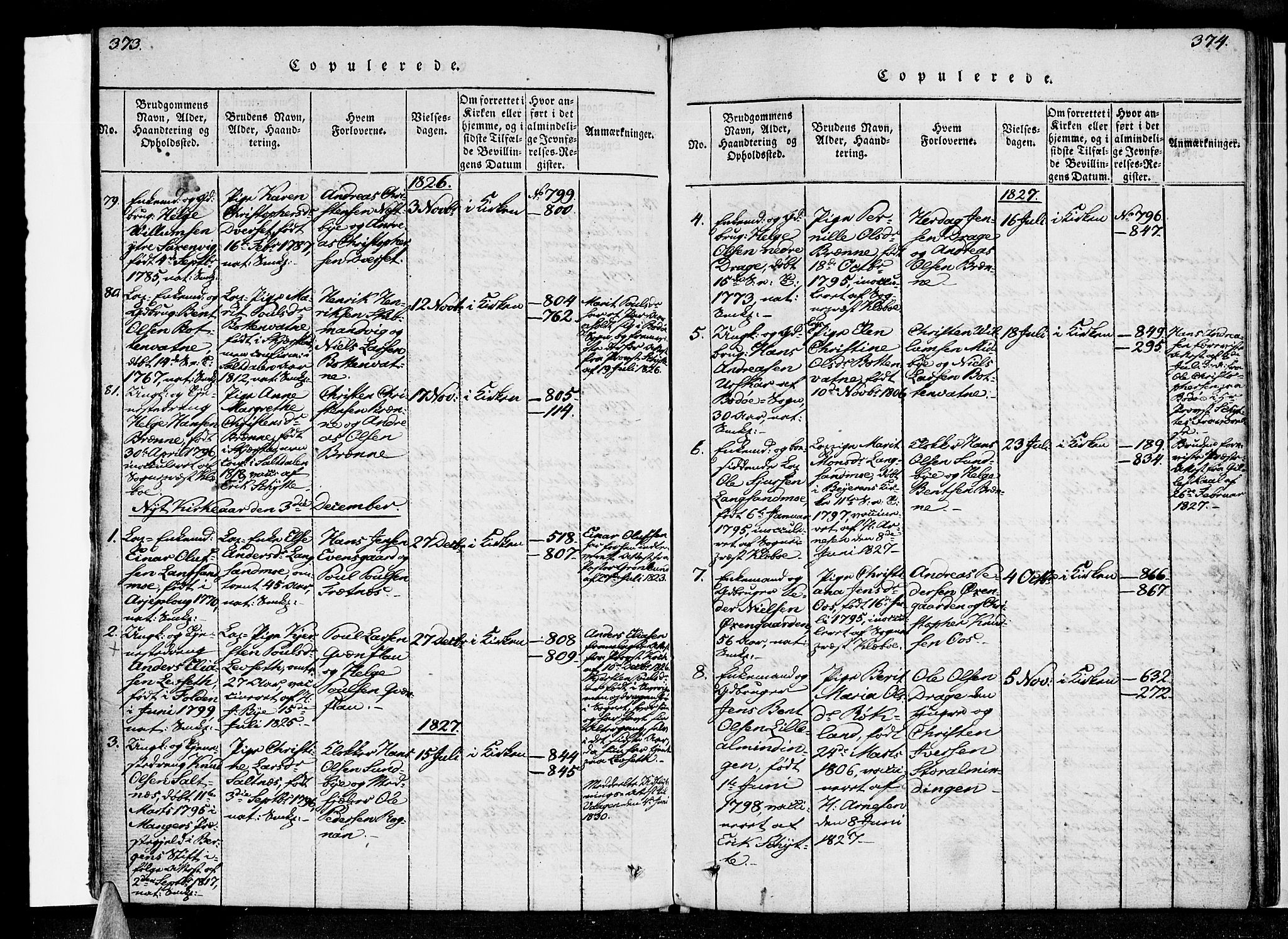 Ministerialprotokoller, klokkerbøker og fødselsregistre - Nordland, AV/SAT-A-1459/847/L0665: Ministerialbok nr. 847A05, 1818-1841, s. 373-374