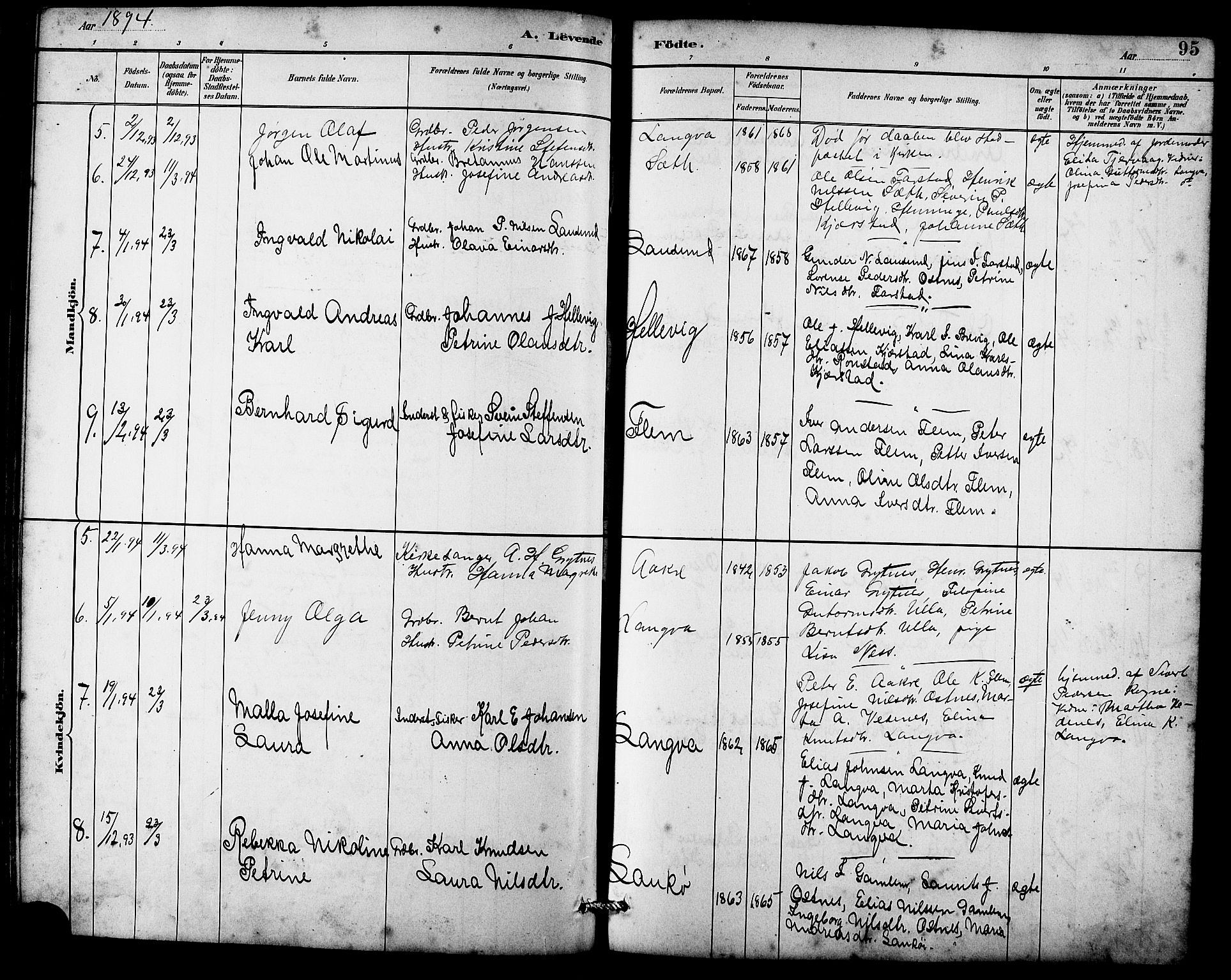 Ministerialprotokoller, klokkerbøker og fødselsregistre - Møre og Romsdal, AV/SAT-A-1454/536/L0510: Klokkerbok nr. 536C05, 1881-1898, s. 95