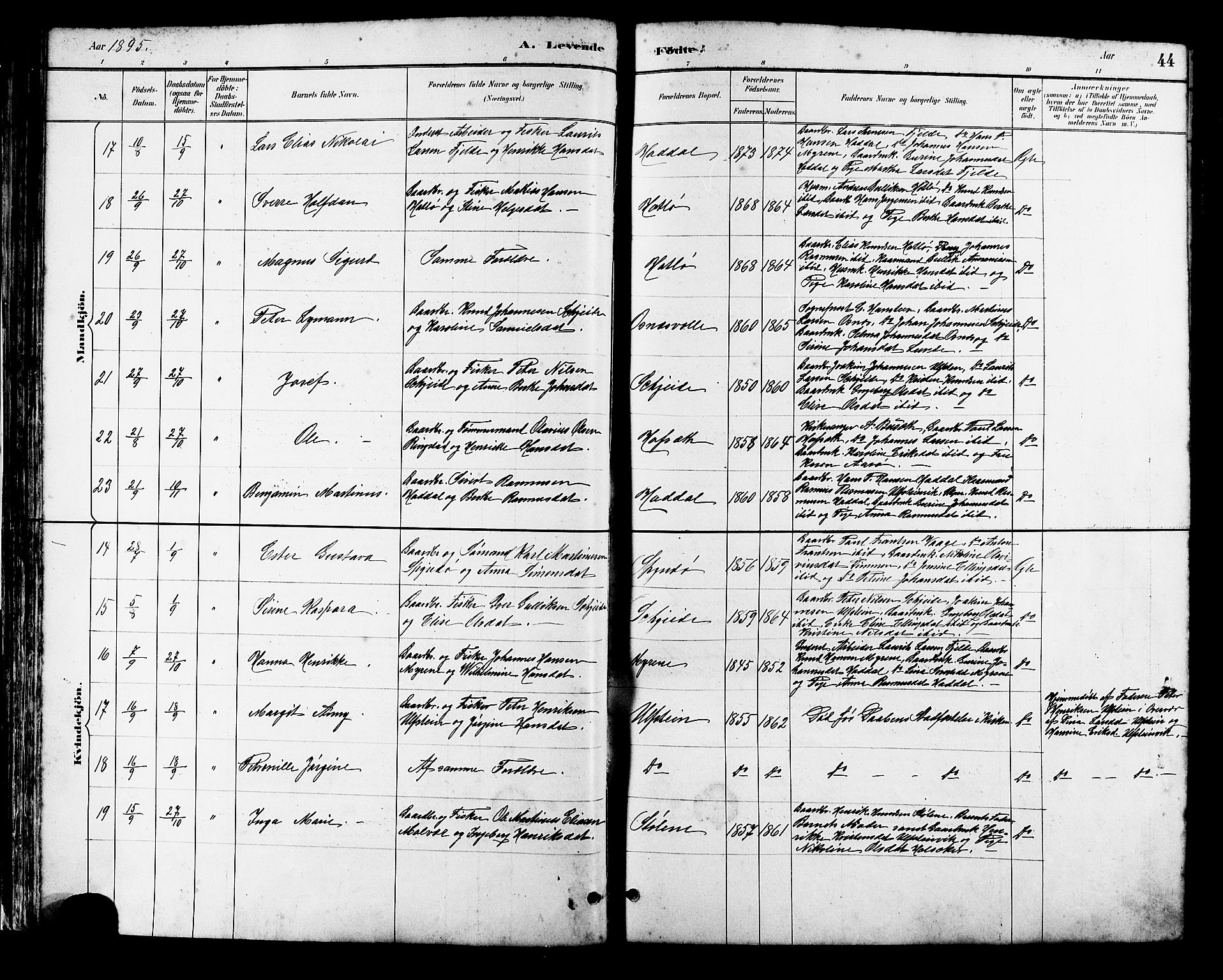 Ministerialprotokoller, klokkerbøker og fødselsregistre - Møre og Romsdal, AV/SAT-A-1454/509/L0112: Klokkerbok nr. 509C02, 1883-1922, s. 44