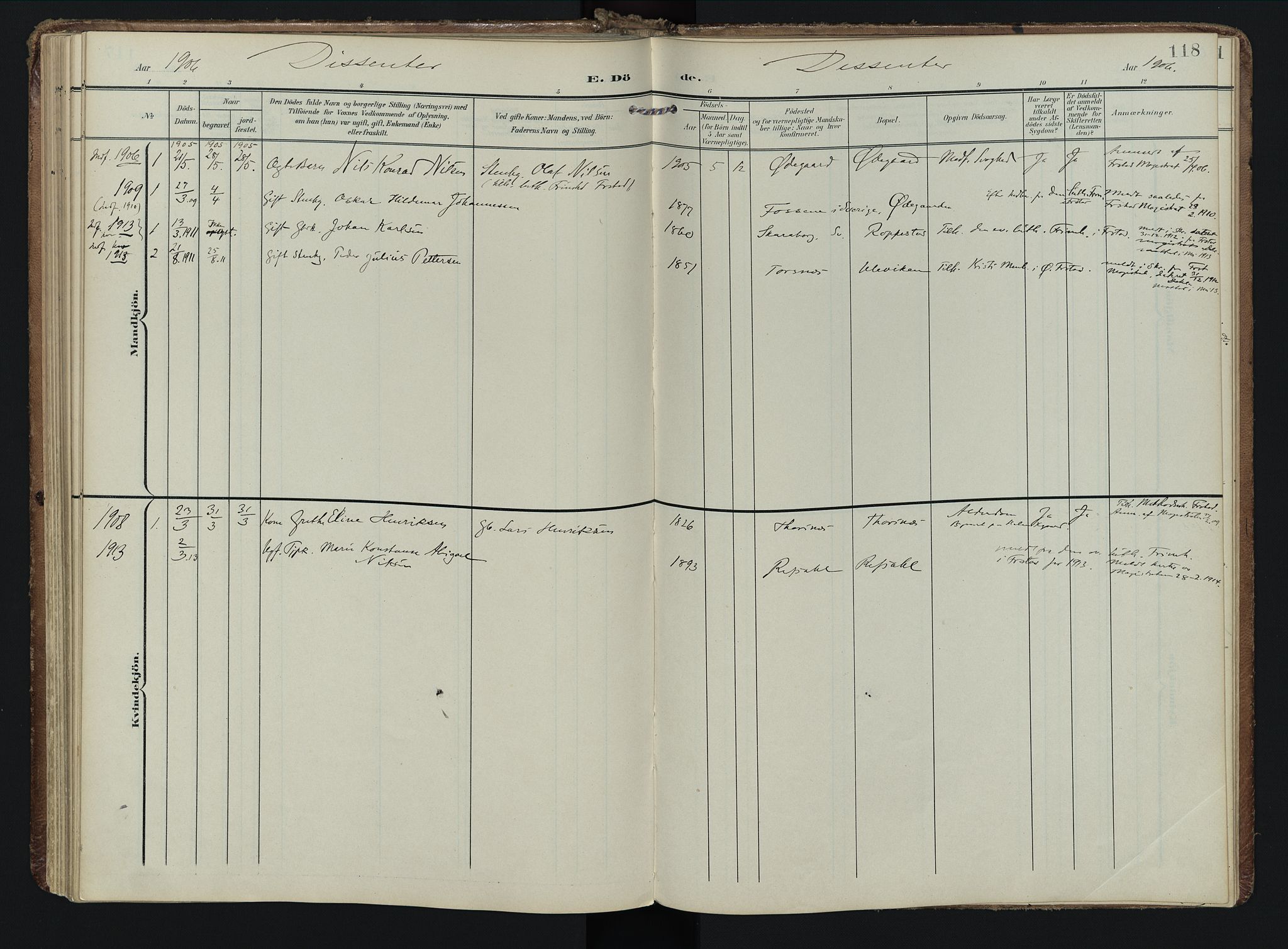 Borge prestekontor Kirkebøker, AV/SAO-A-10903/F/Fb/L0004: Ministerialbok nr. II 4, 1902-1914, s. 118