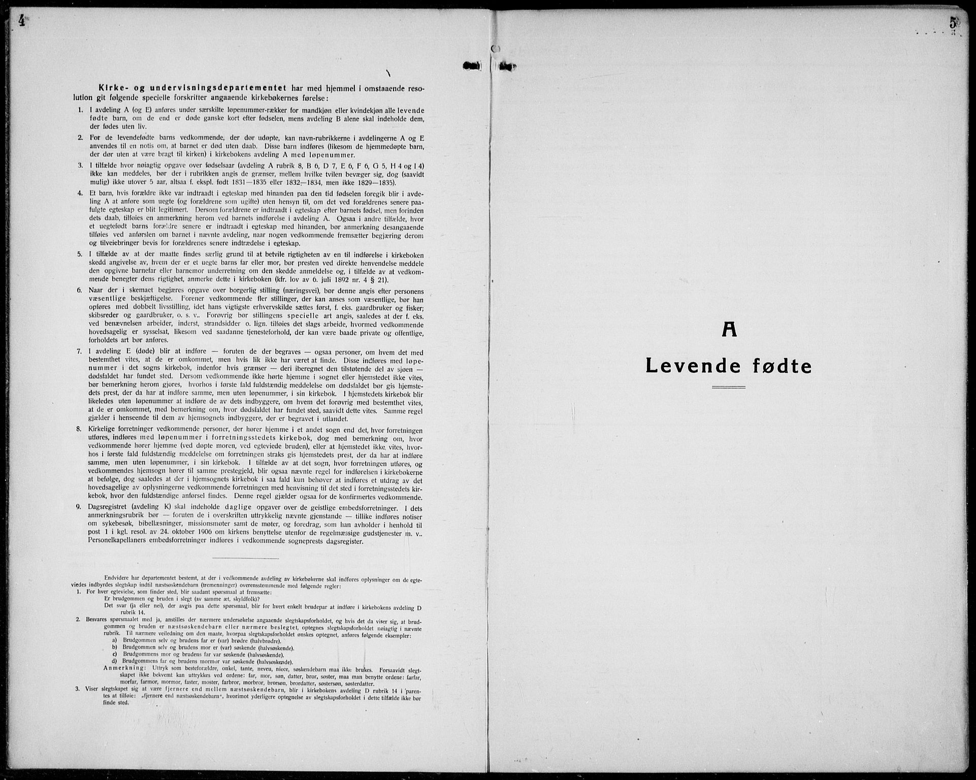Veldre prestekontor, AV/SAH-PREST-018/L/La/L0001: Klokkerbok nr. 1, 1921-1934, s. 4-5