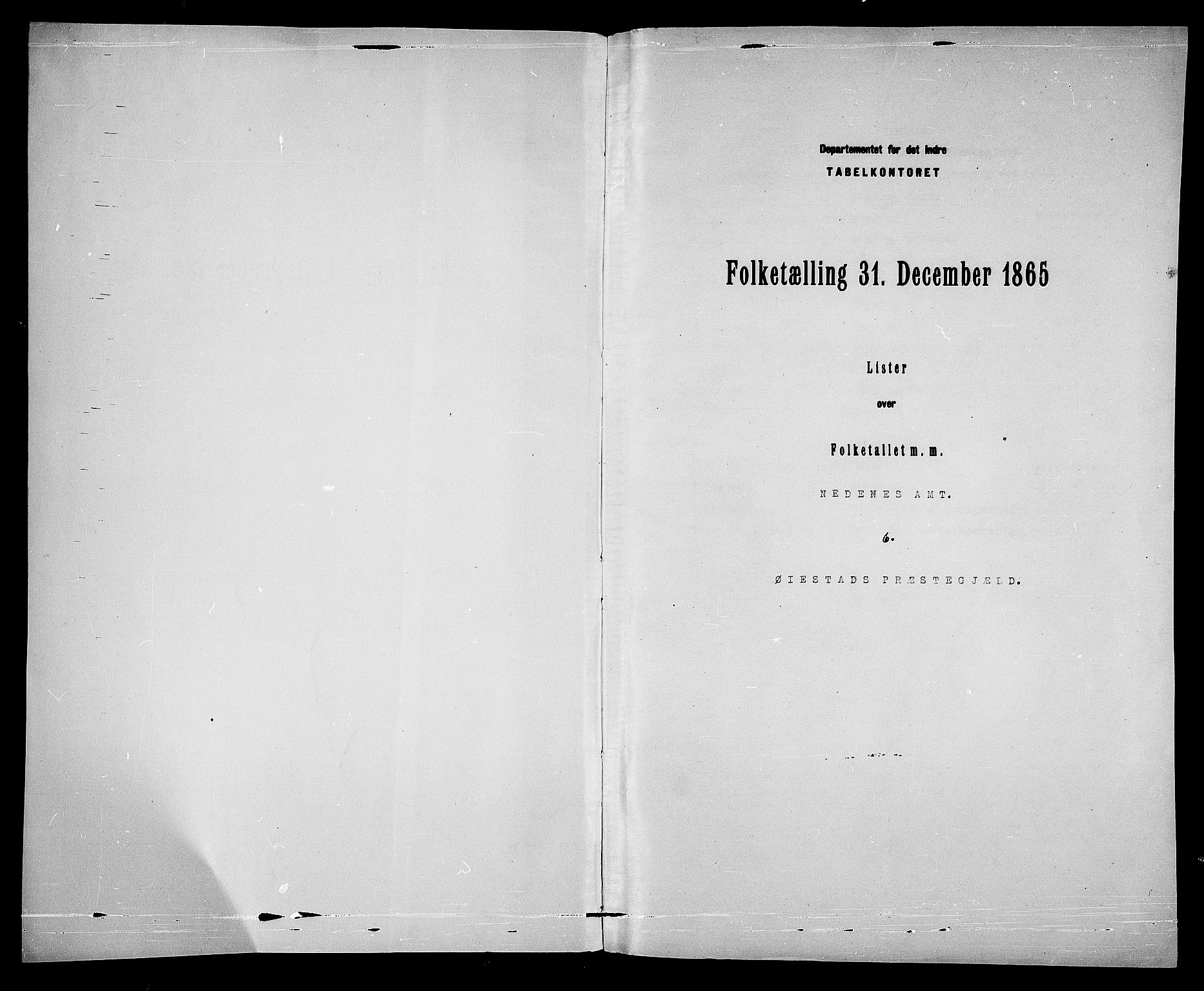 RA, Folketelling 1865 for 0920P Øyestad prestegjeld, 1865, s. 3