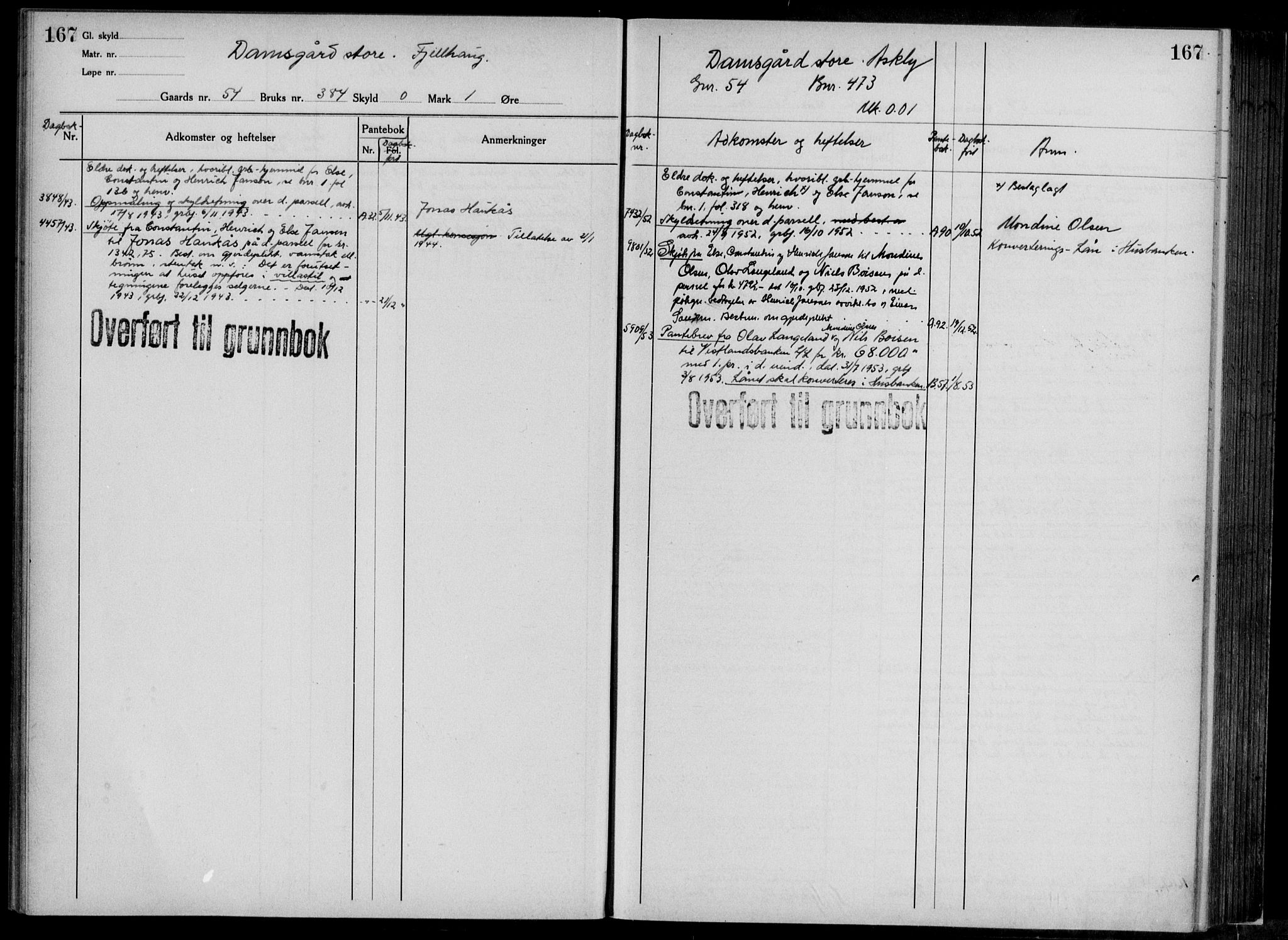 Midhordland sorenskriveri, AV/SAB-A-3001/1/G/Ga/Gab/L0117: Panteregister nr. II.A.b.117, s. 167